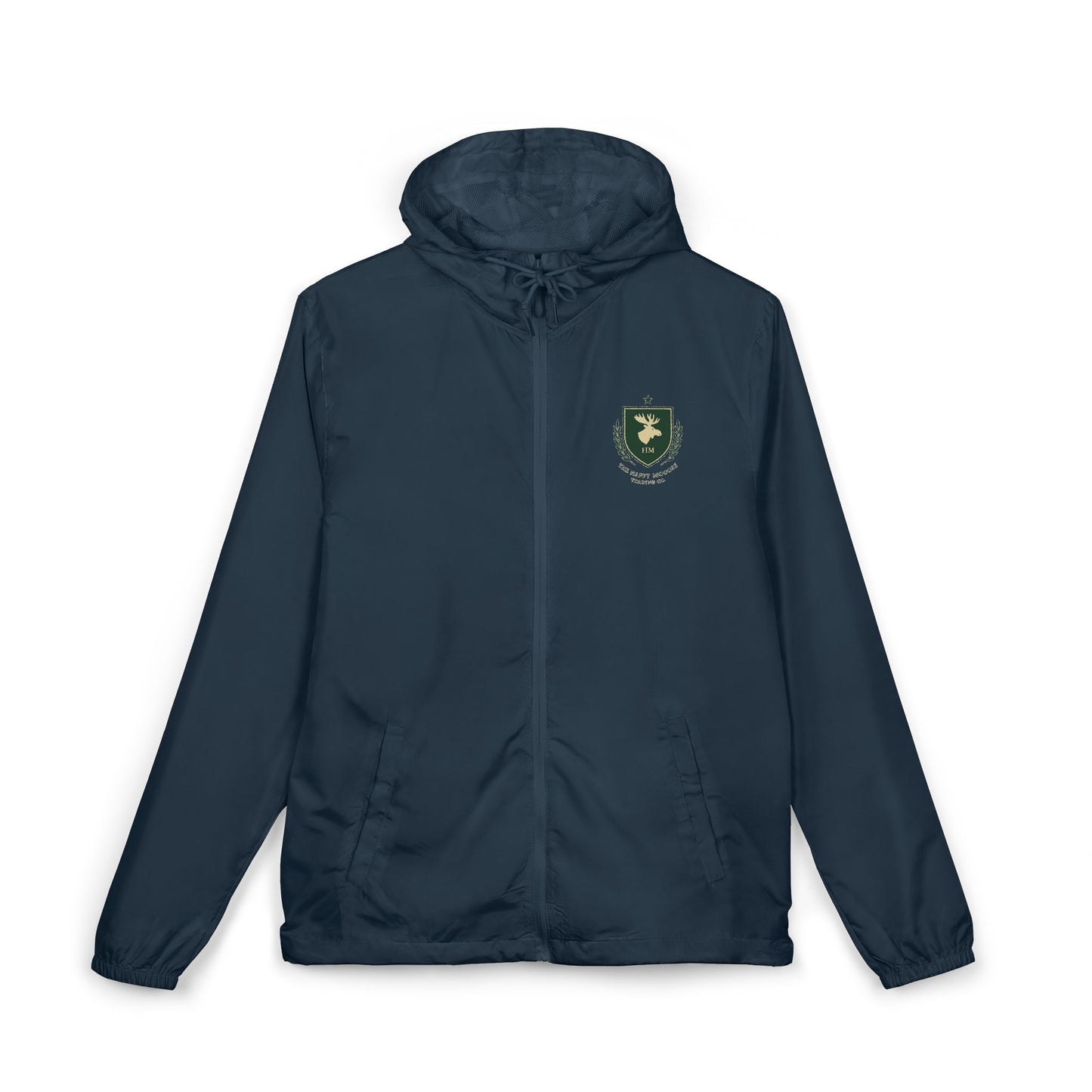 Windbreaker Jacket — Green Crest Emblem Hooded Windbreaker