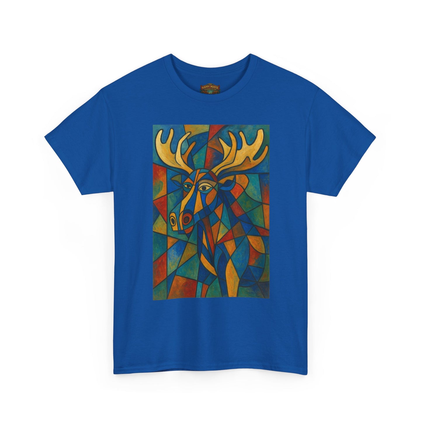 Picasso Moose T‑Shirt — Colorful Geometric Woodland Art Tee