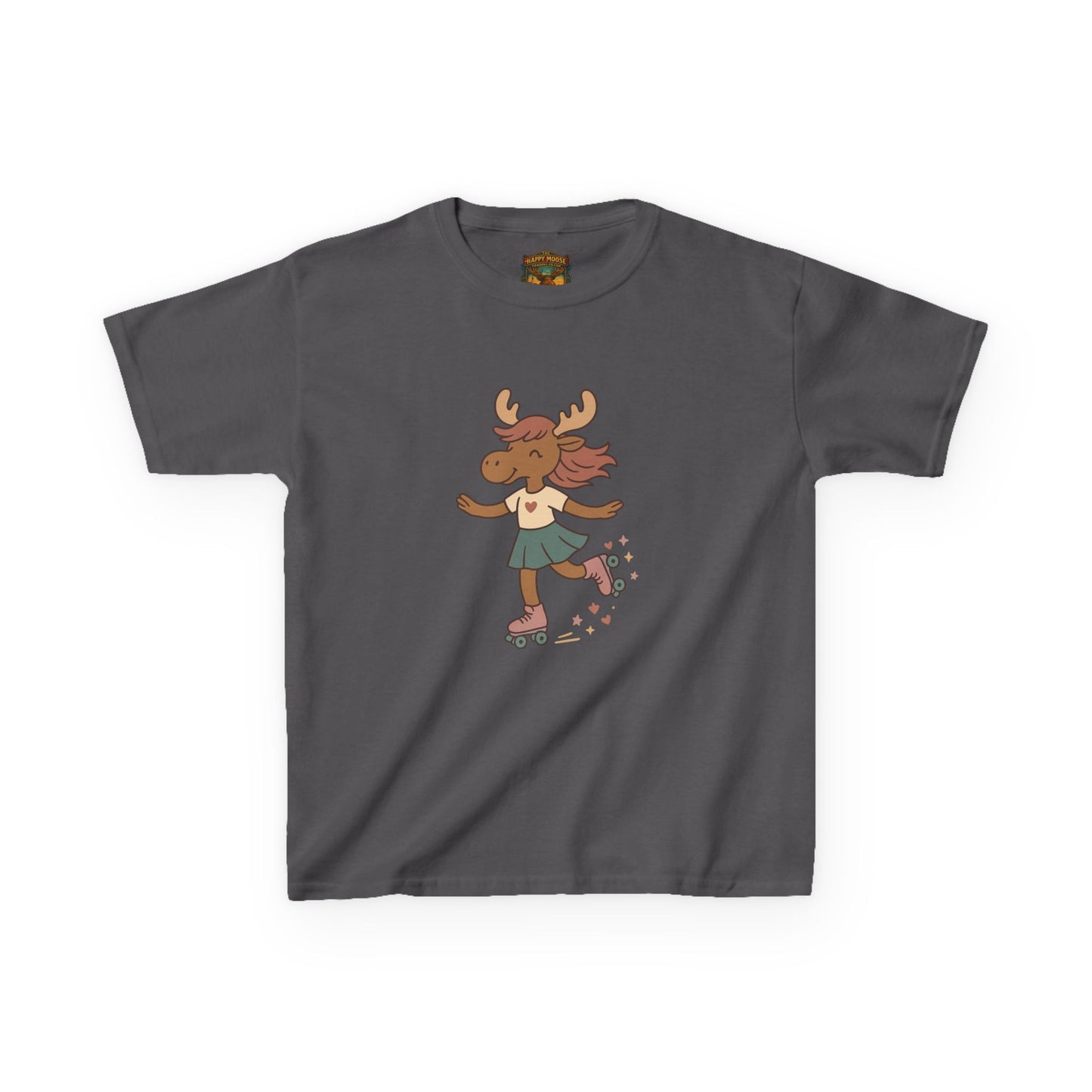 Kids Tee — Cute Roller-Skating Moose Girl Graphic