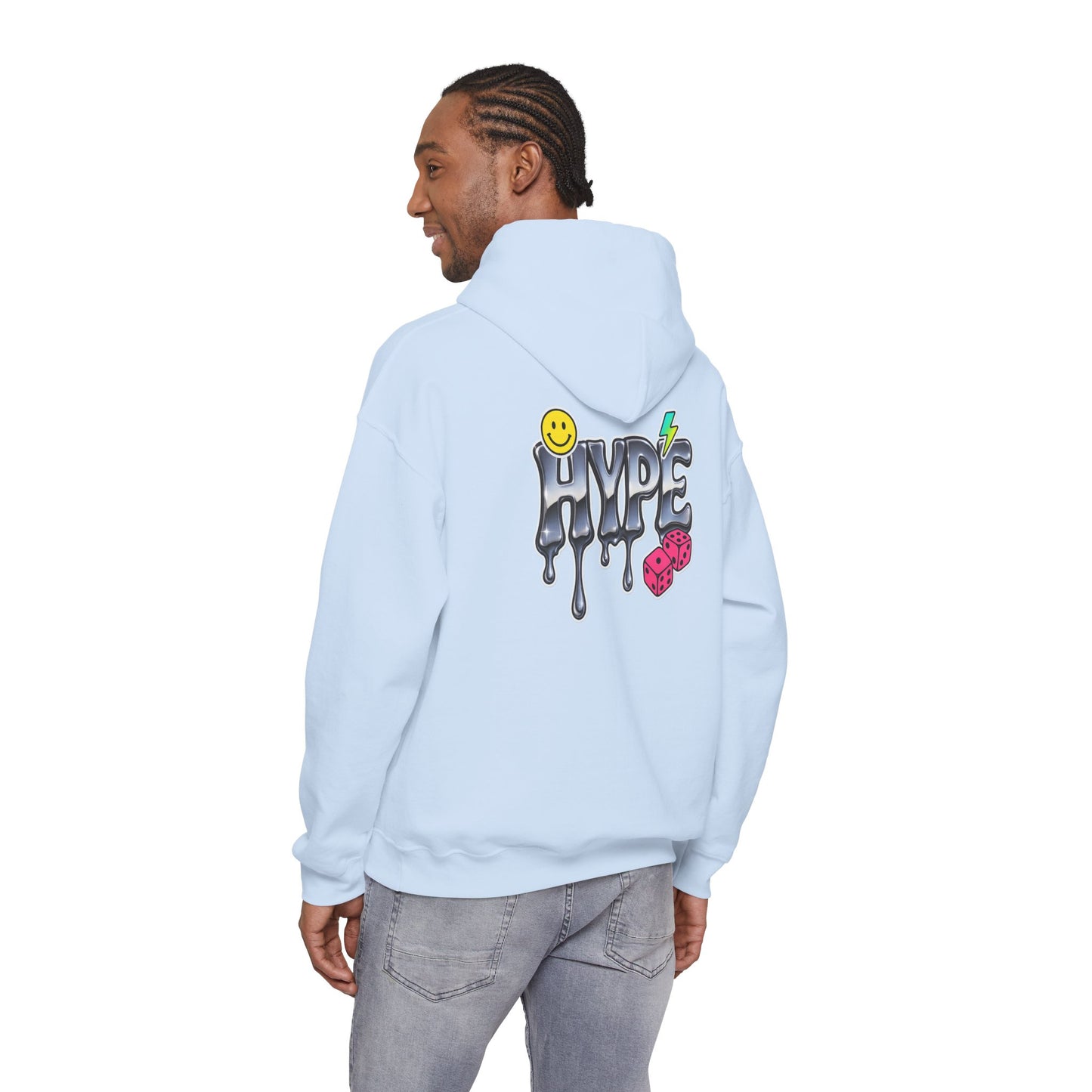 Hype Drip Hoodie — Graphic Streetwear Sweatshirt with Smiley & Dice
