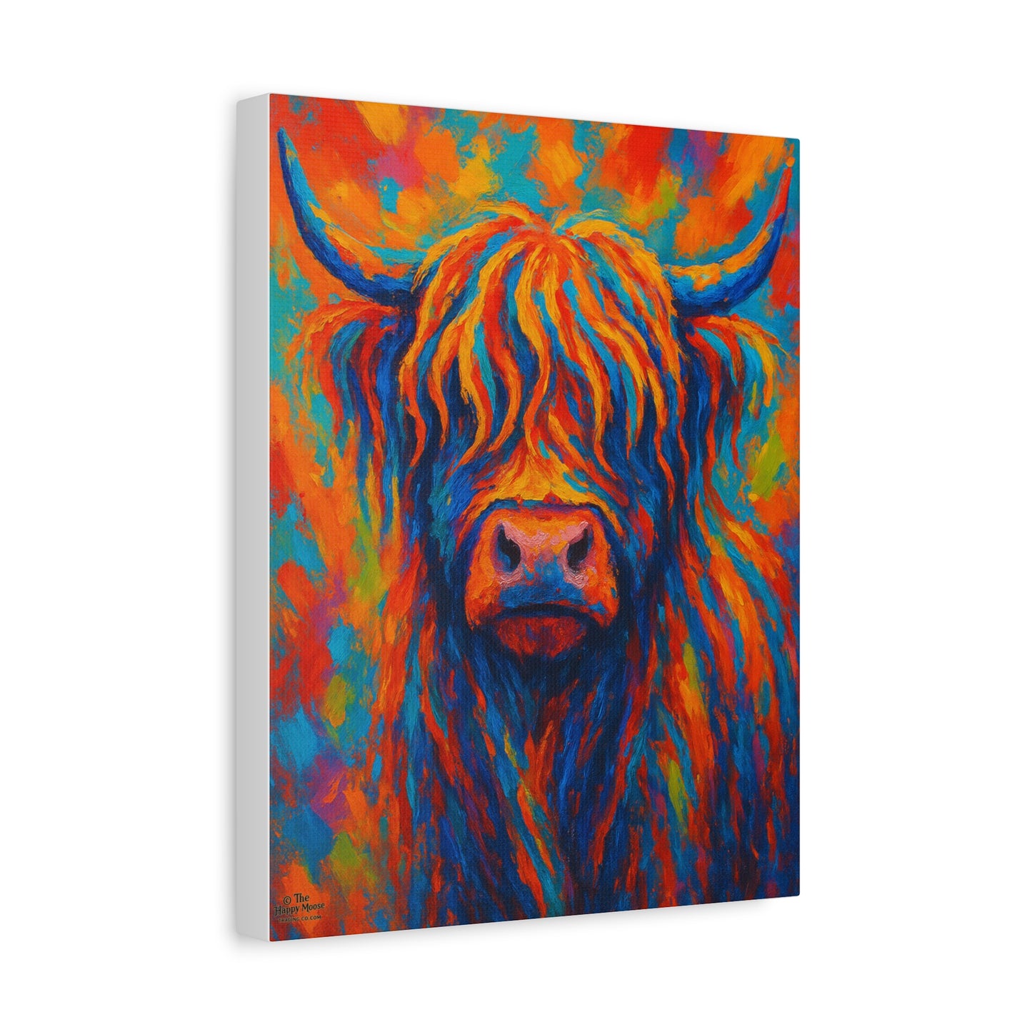 Colorful Highland Cow Matte Canvas Wall Art — Vibrant Stretched Canvas