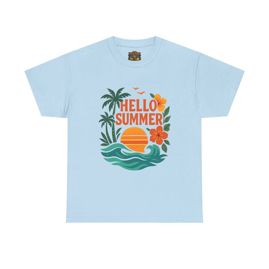 Hello Summer T-Shirt | Sunshine Text Graphic, Summer Vibes Tee