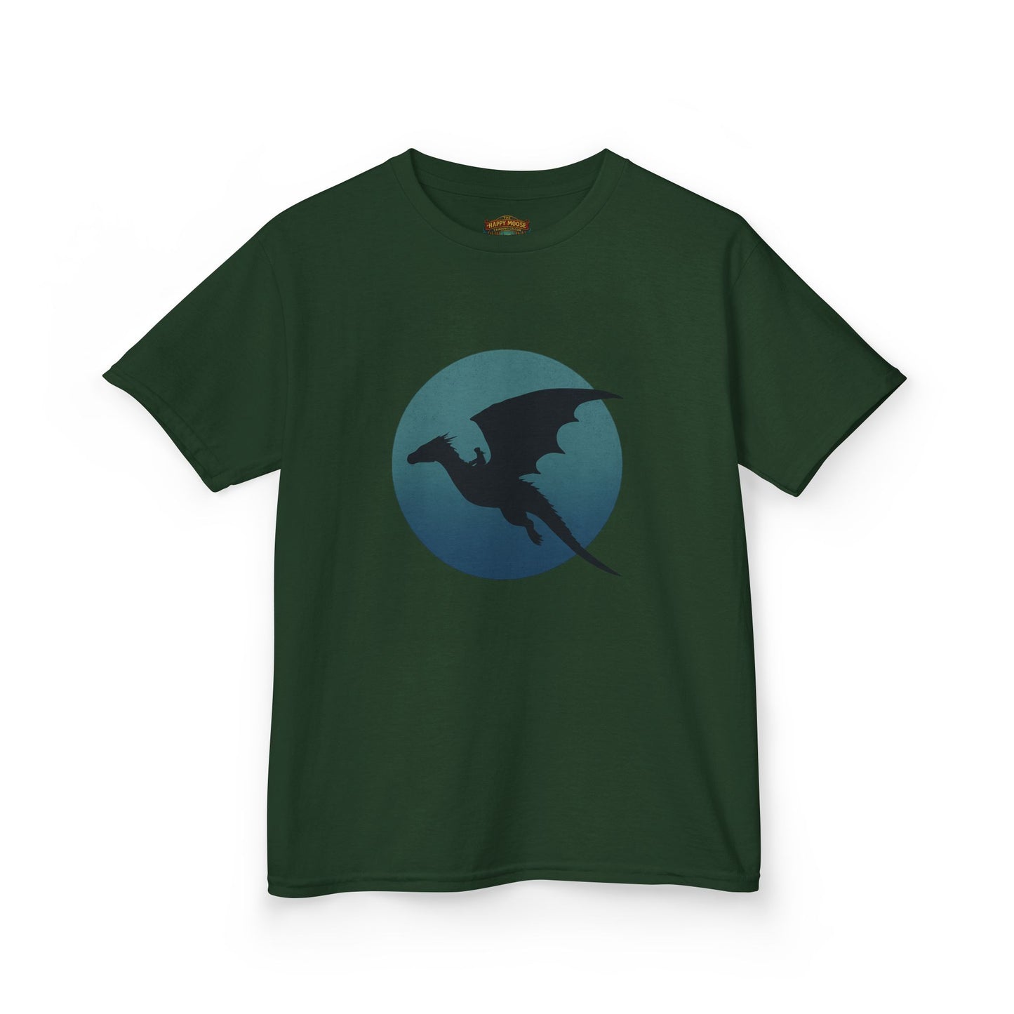 Kids Dragon Silhouette Tee — Fantasy Dragon Circle Graphic Shirt