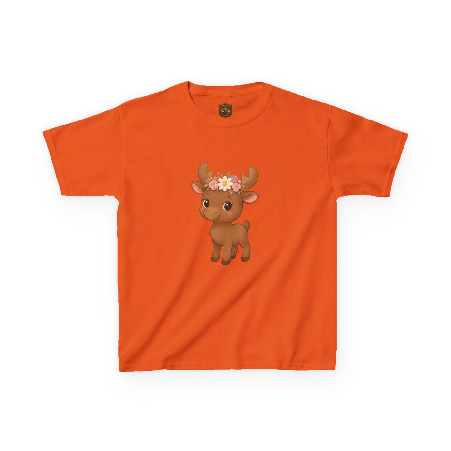 Kids Tee — Cute Floral Crown Baby Moose Graphic