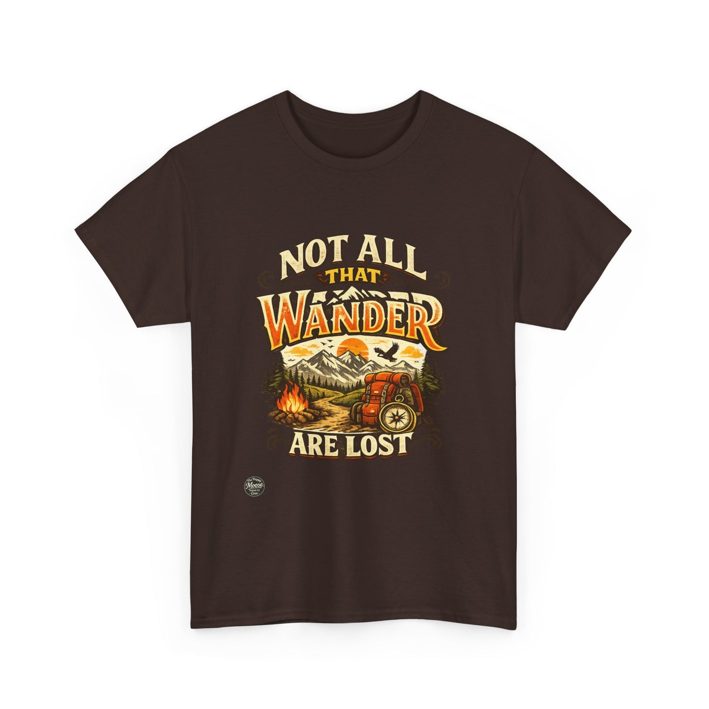 Wander Camper T‑Shirt — "Not All That Wander Are Lost" Adventure Tee