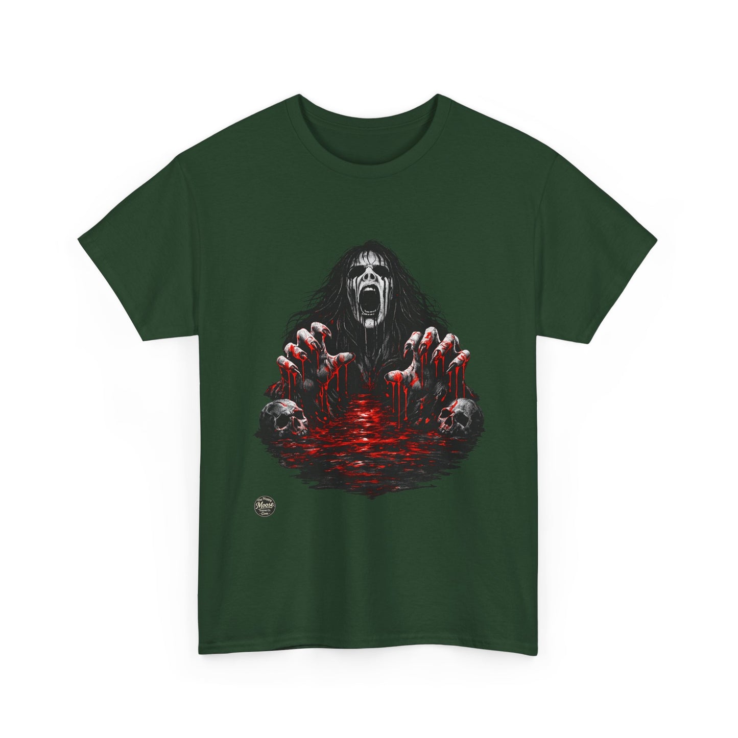 T-Shirt — Horror Scream Design with Red Blood Pool (Gothic Horror Tee)  EZ002
