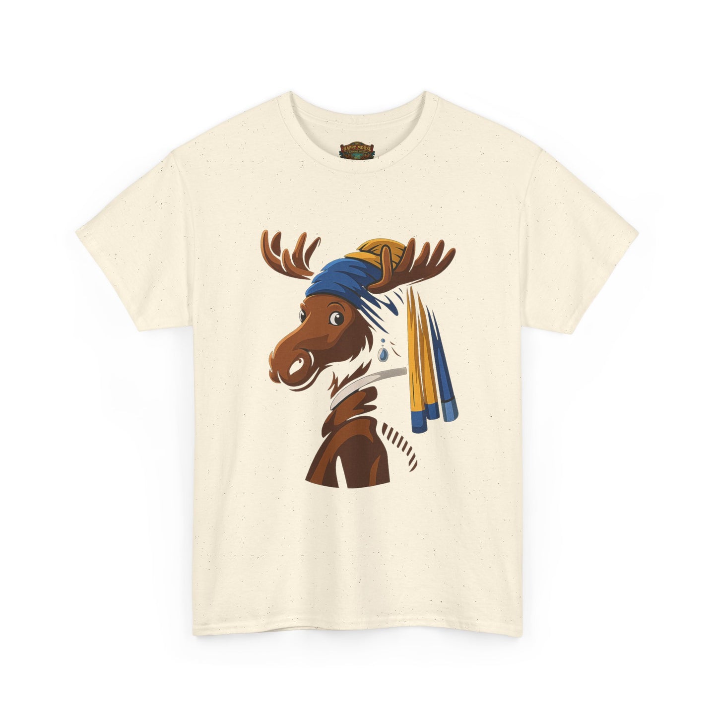 The Moose With The Pearl Earring Graphic Tee — Playful Moose with Headwrap T-Shirt
