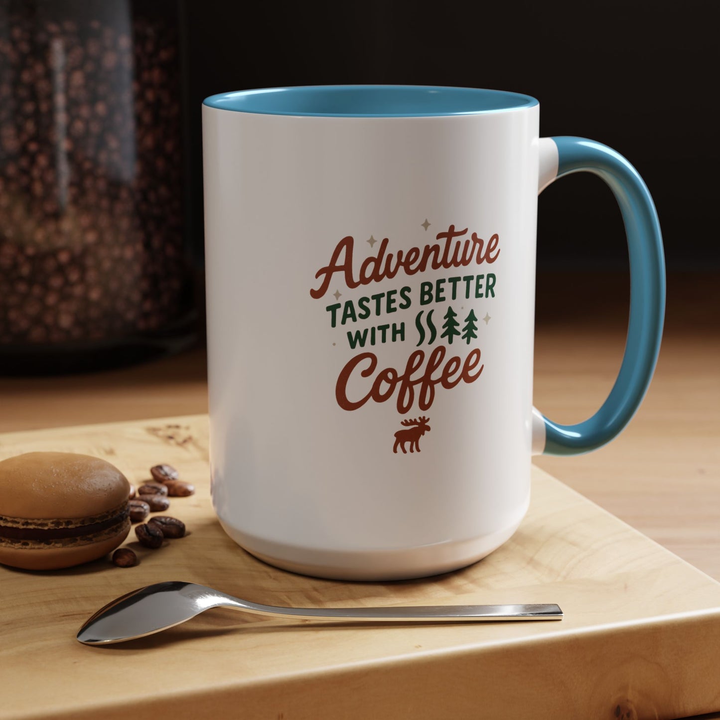 Adventure Tastes Better With Coffee Mug — "Adventure Tastes Better with Coffee" Rustic Outdoor Camper Gift (11/15oz)