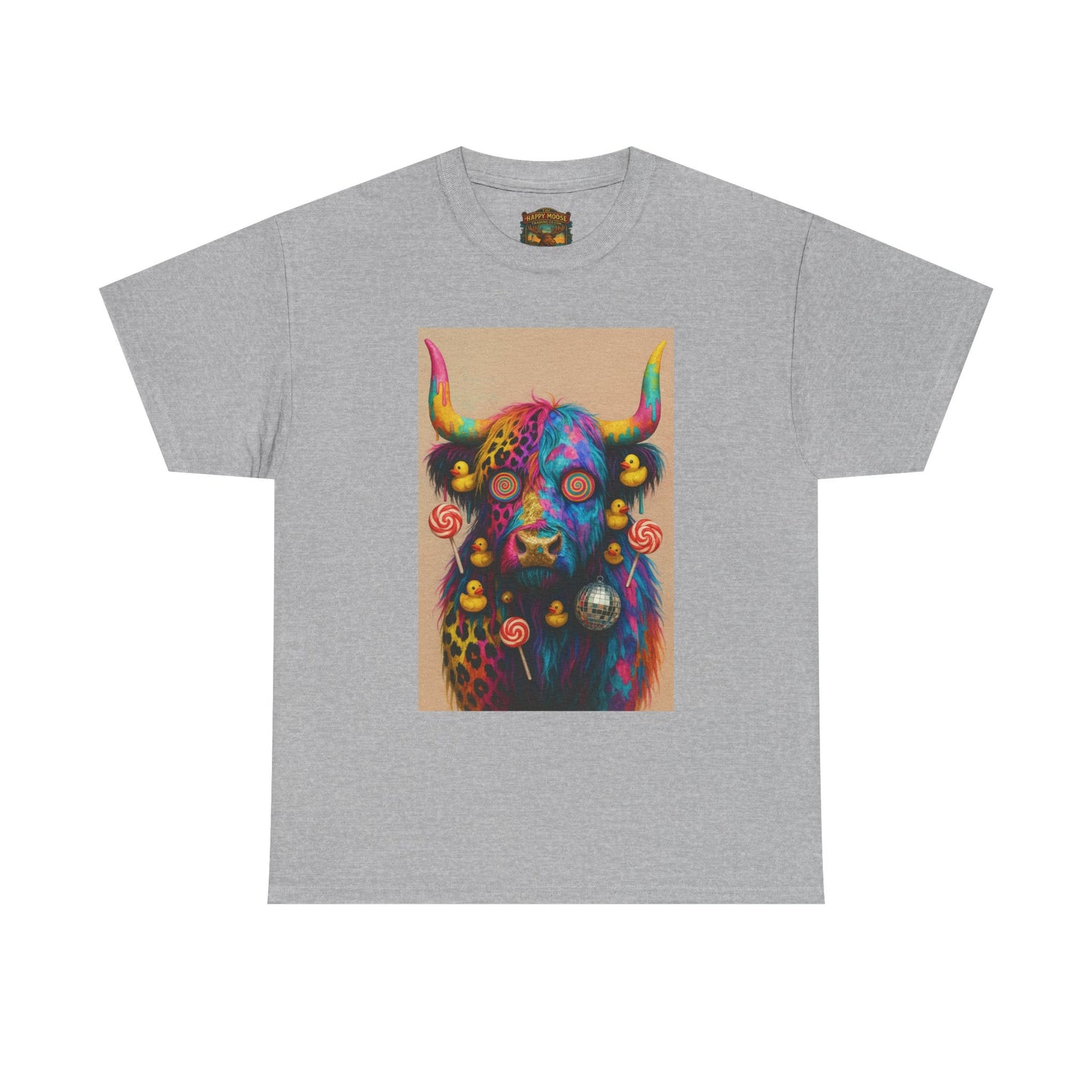Psychedelic Highland Cow T-Shirt | Retro Rainbow Cow Art 6