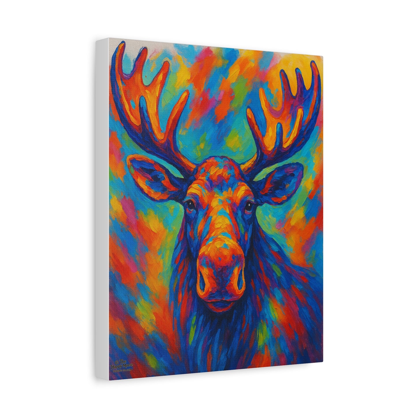 Colorful Moose Canvas Print — Vibrant Stretched Wall Art