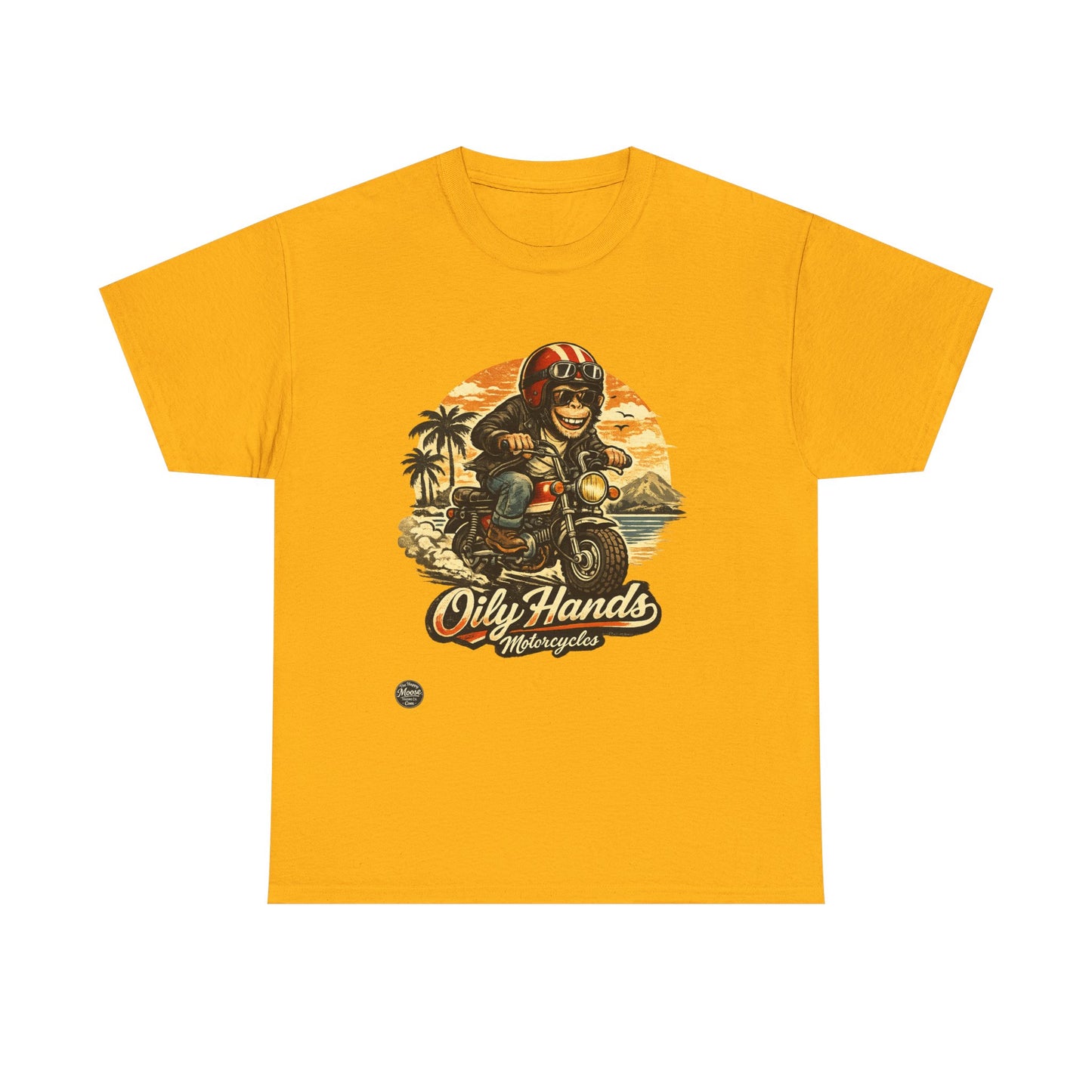 Oily Hands Motorcycle Rider Vintage Monkey Bike Sunset T-Shirt #008 E