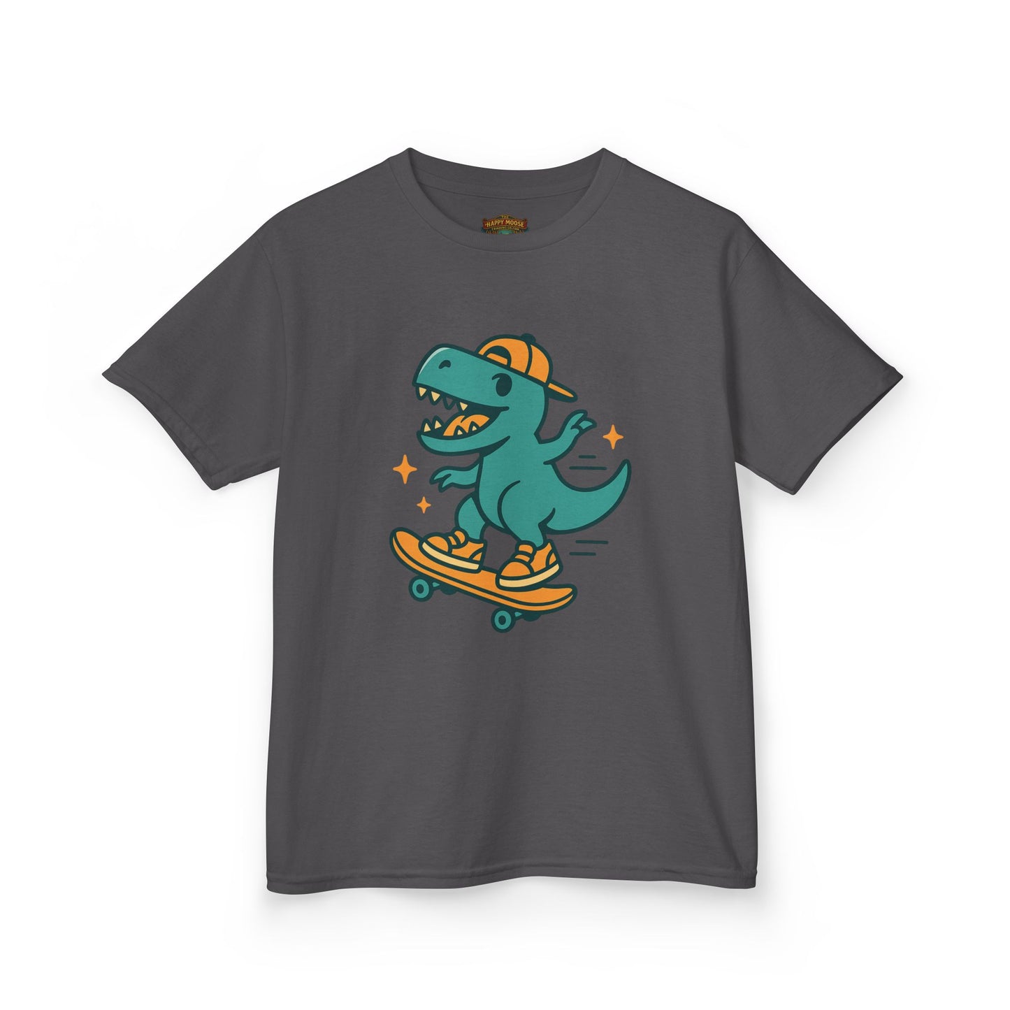 Kids Skateboarding Dino Tee — Cute Skateboard T‑Rex Graphic Shirt