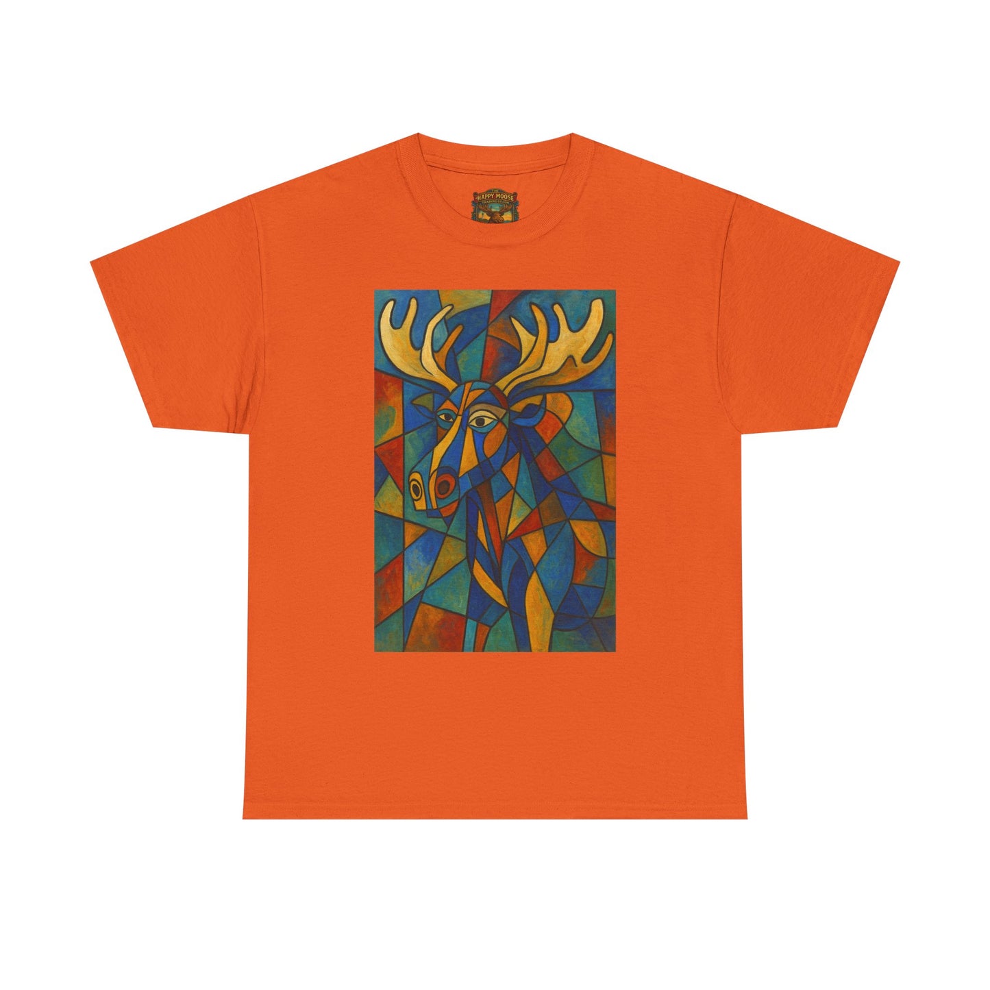 Picasso Moose T‑Shirt — Colorful Geometric Woodland Art Tee