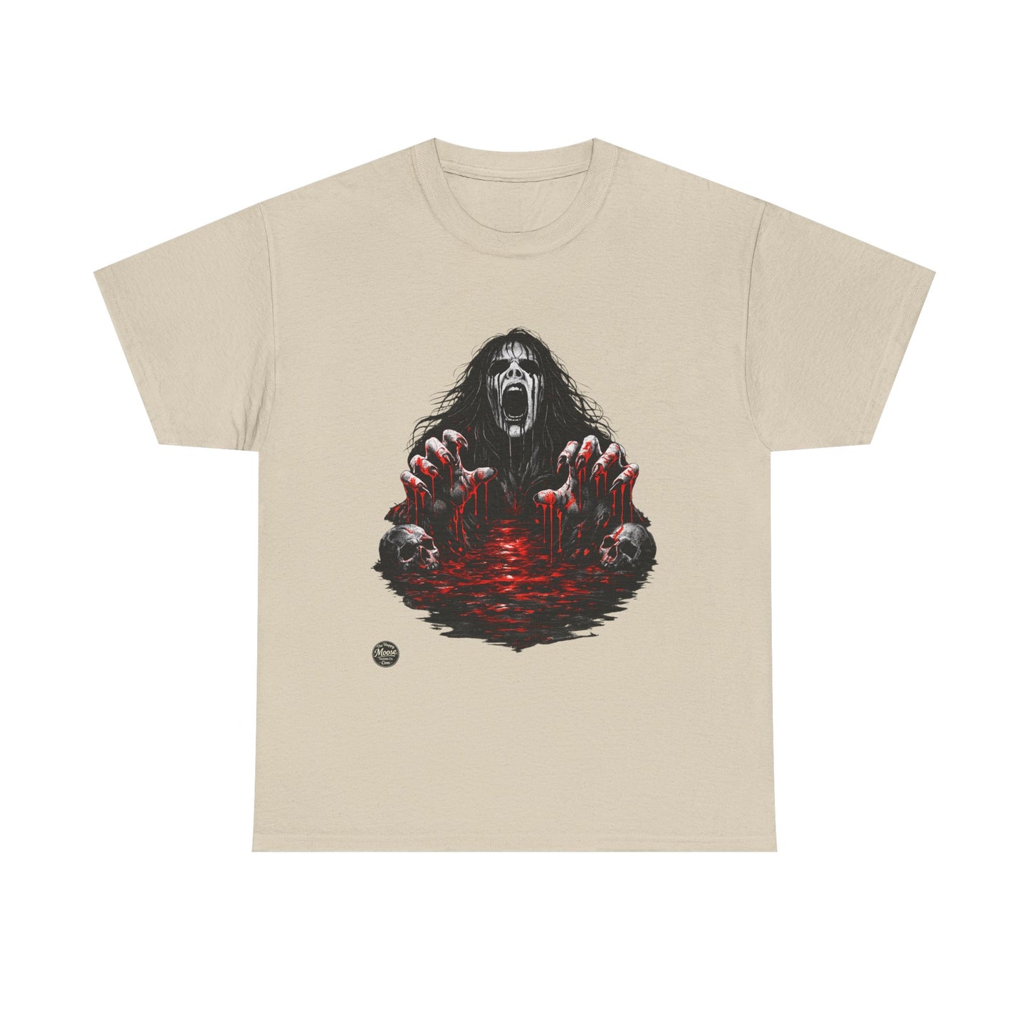 T-Shirt — Horror Scream Design with Red Blood Pool (Gothic Horror Tee)  EZ002