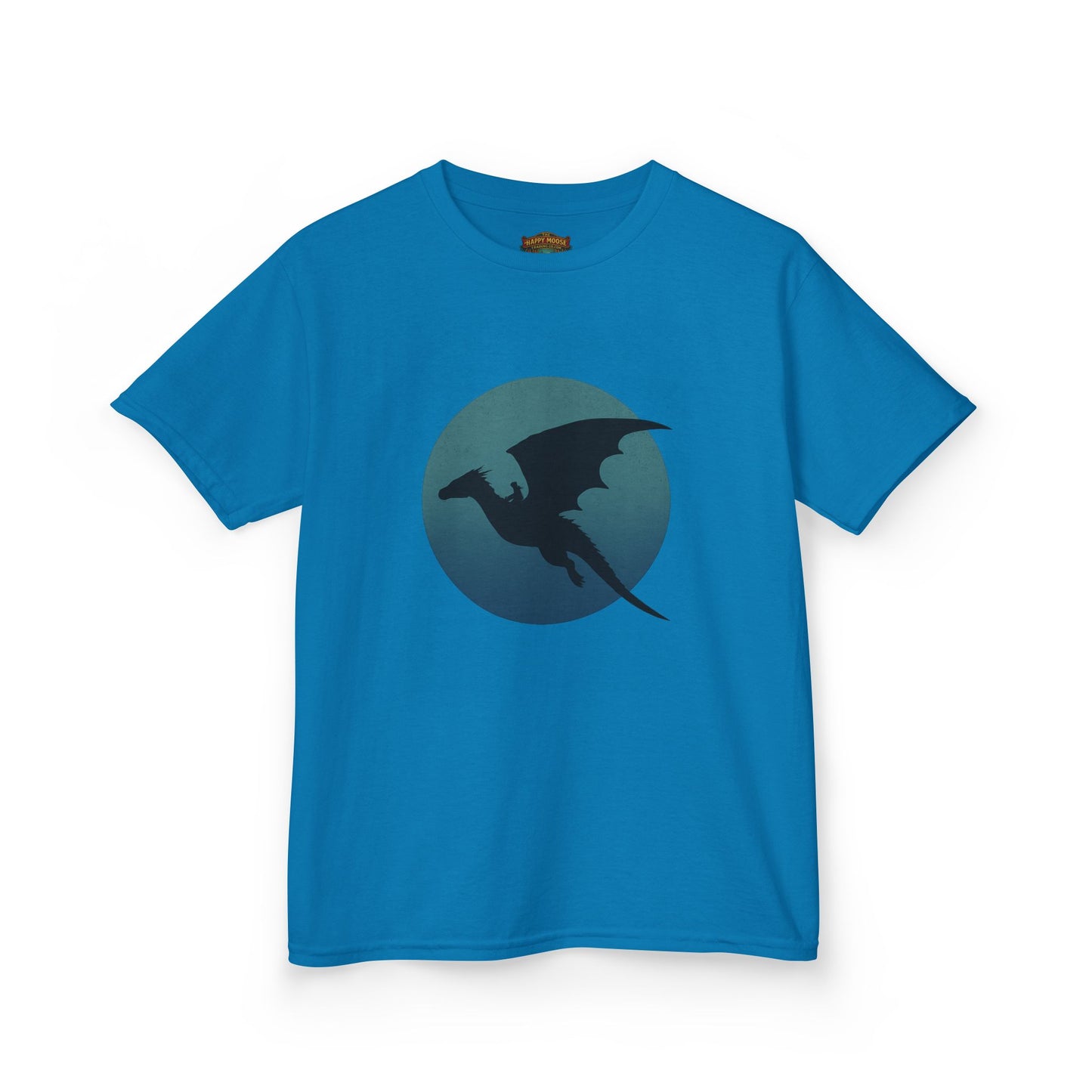 Kids Dragon Silhouette Tee — Fantasy Dragon Circle Graphic Shirt