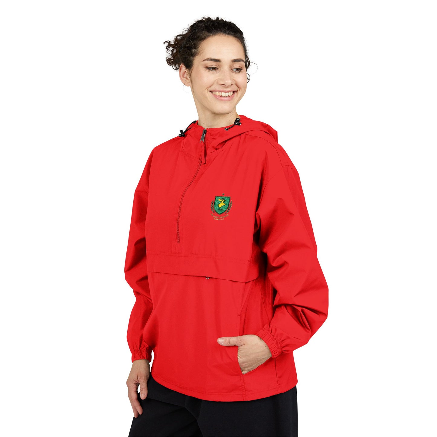 Yellow Packable Anorak Jacket — Small Green Crest Chest Logo