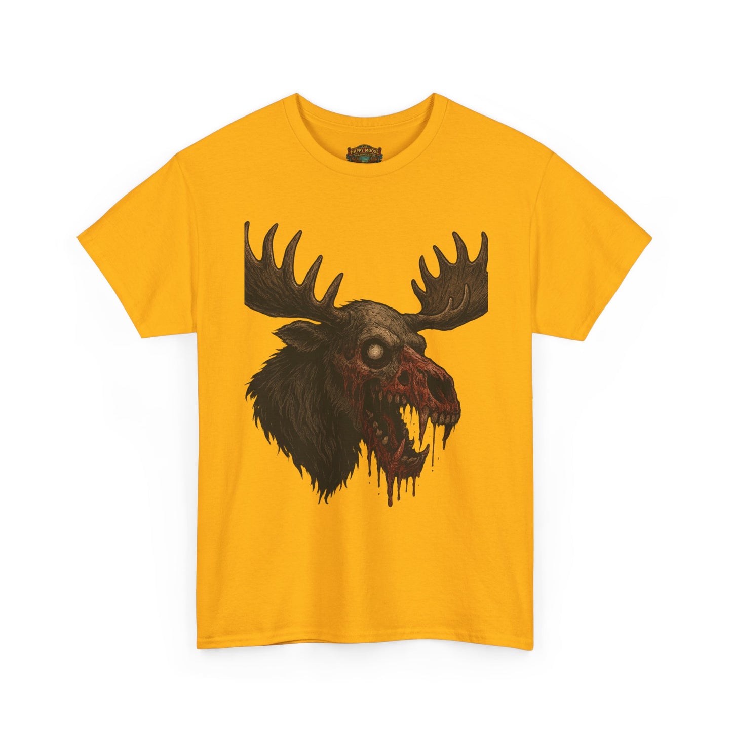Horror Moose Skull Tee — Creepy Dripping Monster Head Graphic T-Shirt
