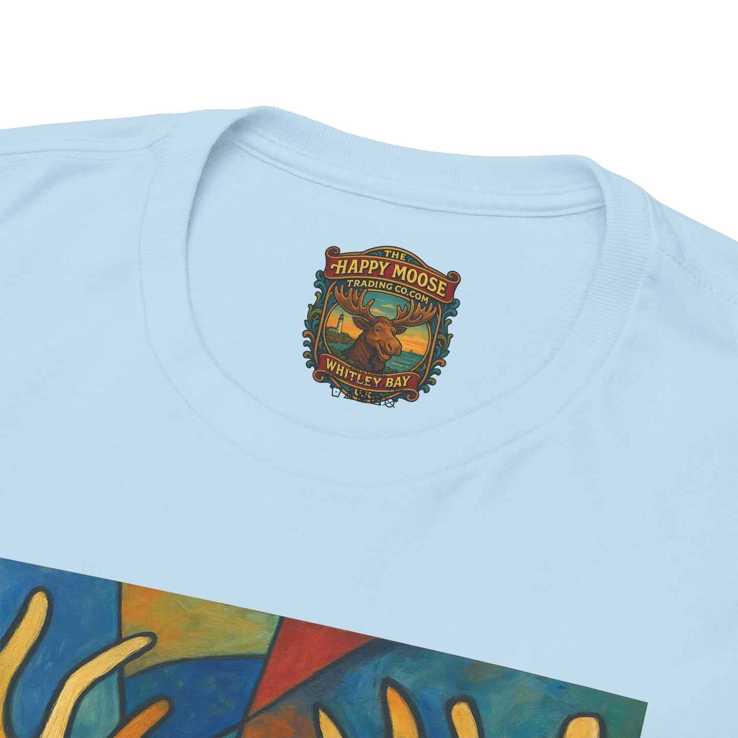 Picasso Moose T‑Shirt — Colorful Geometric Woodland Art Tee