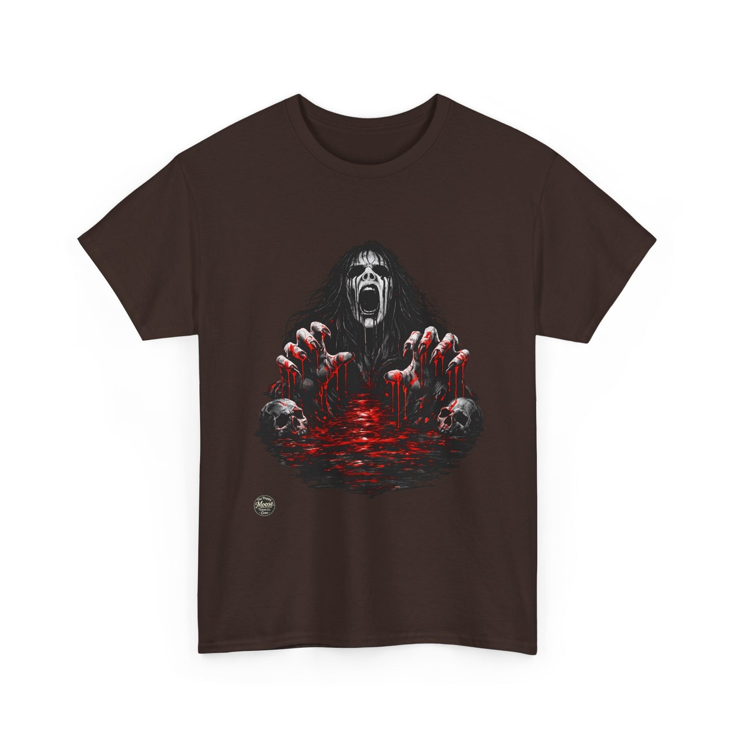 T-Shirt — Horror Scream Design with Red Blood Pool (Gothic Horror Tee)  EZ002