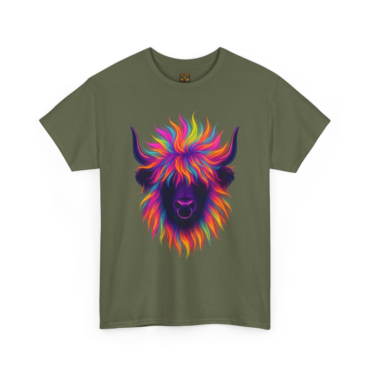 Colorful Highland Cow T-Shirt — Vibrant Rainbow Yak Graphic Tee