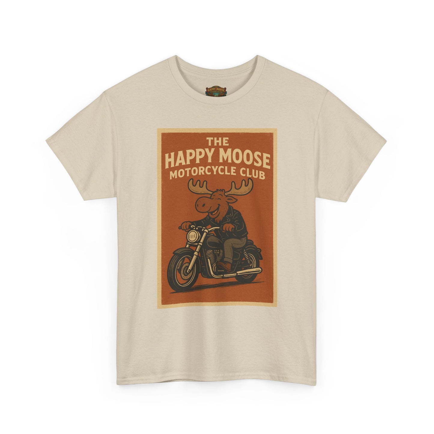 Happy Moose Motorcycle Club T-Shirt | Moose Biker Graphic