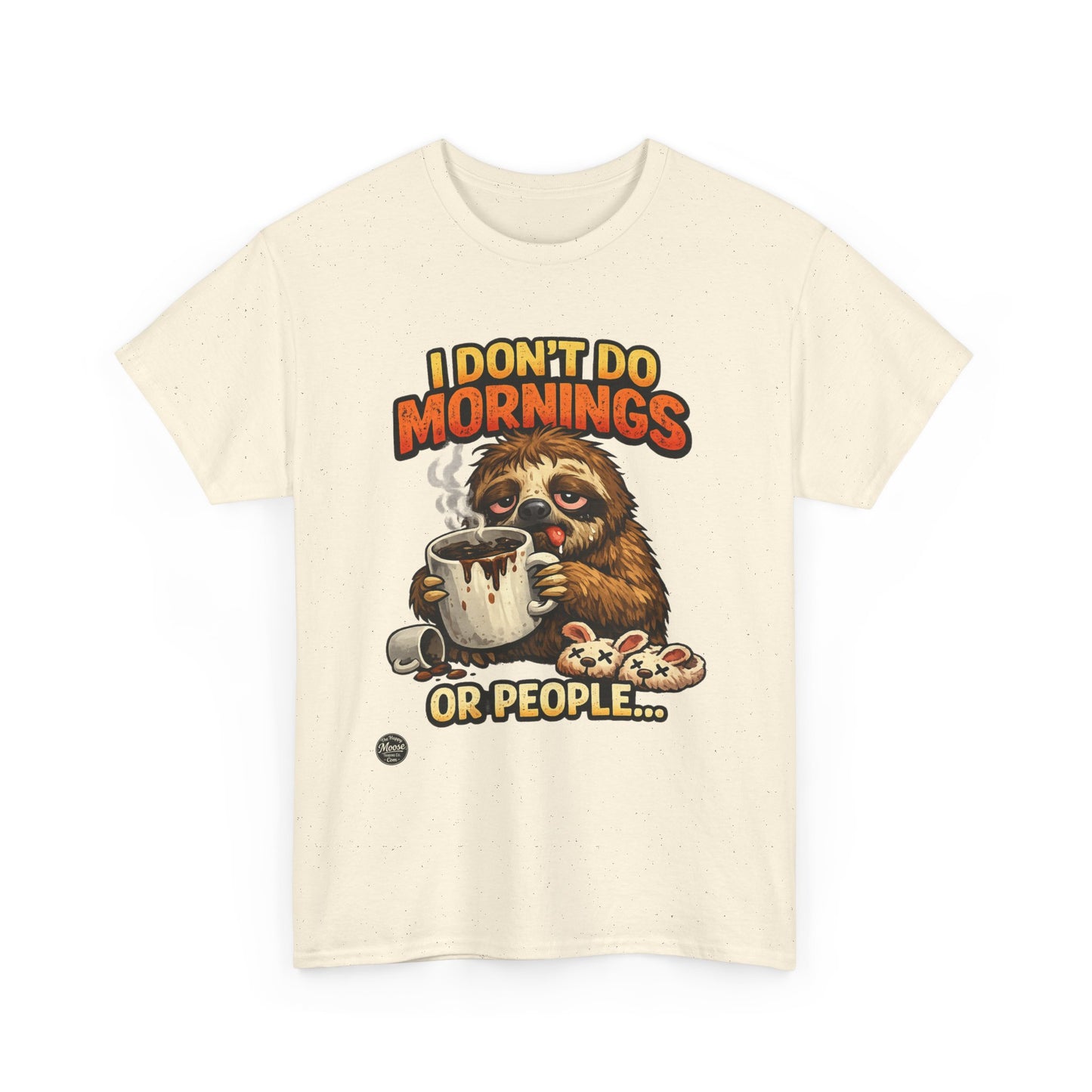 Sloth 'I Don't Do Mornings or People' Graphic Tee - Funny Coffee Shirt for Lazy Morning Lovers