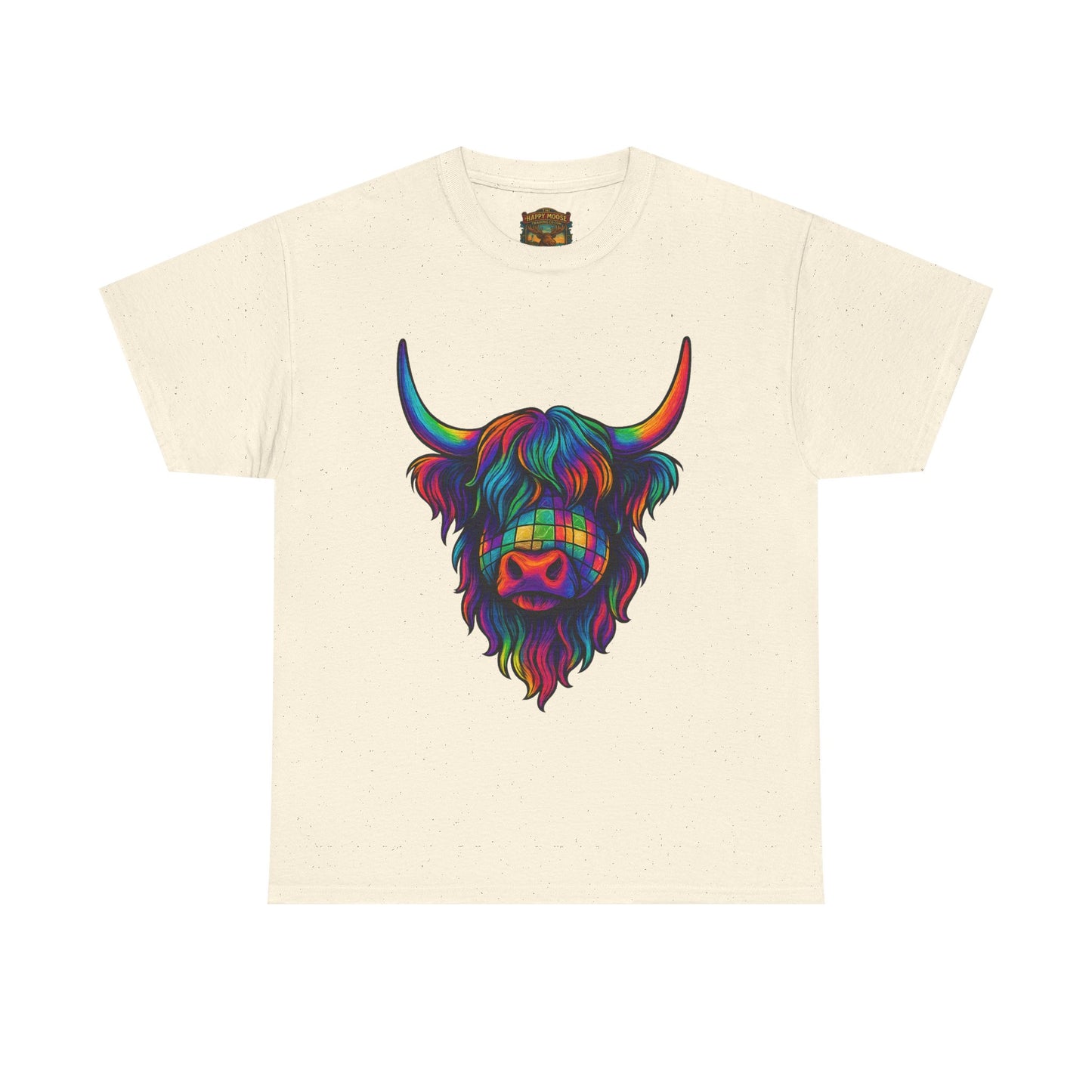Highland Cow Graphic Tee — Colorful Psychedelic Scottish Highland Cattle T-Shirt