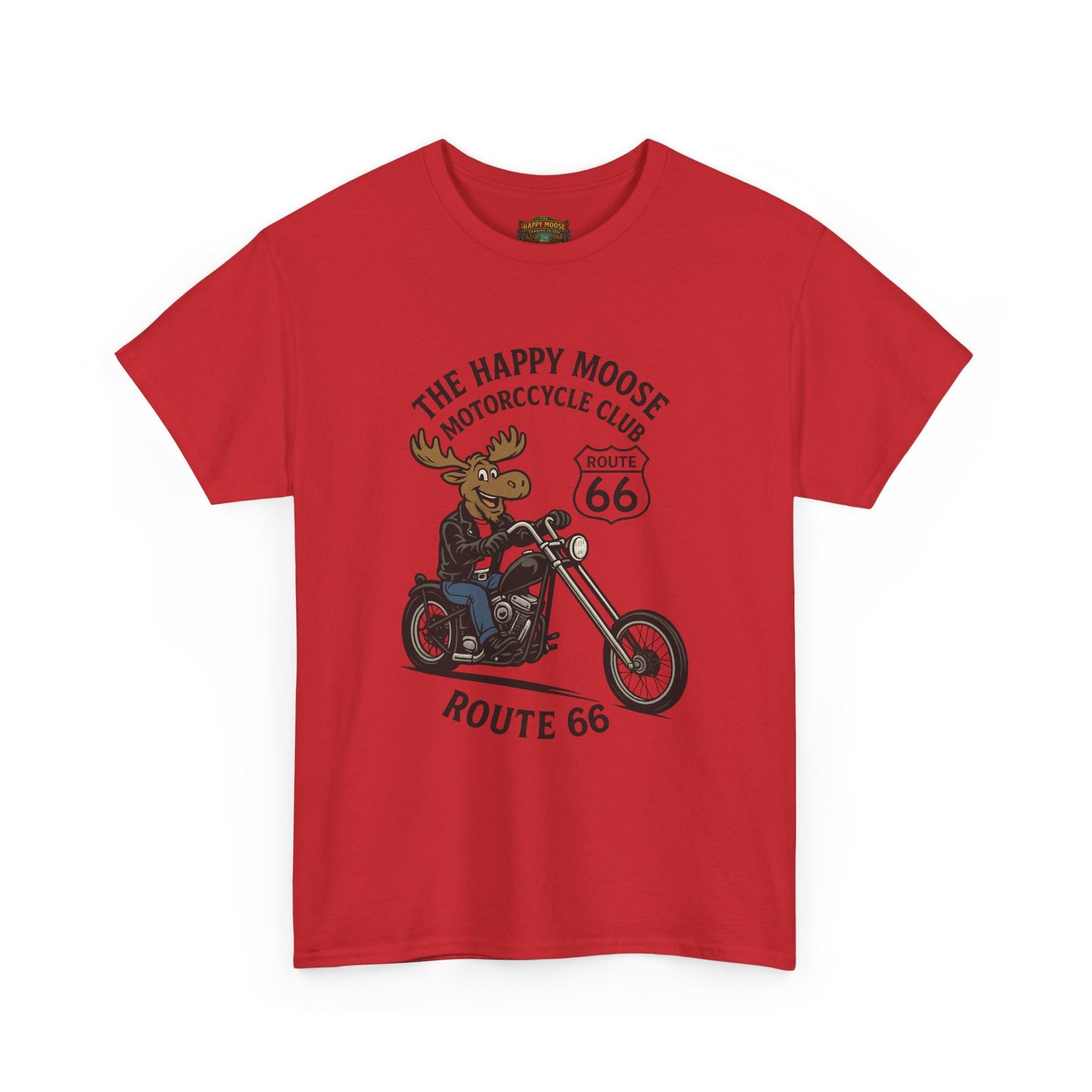Happy Moose Motorcycle Club Route 66 T-Shirt | Moose Biker Tee