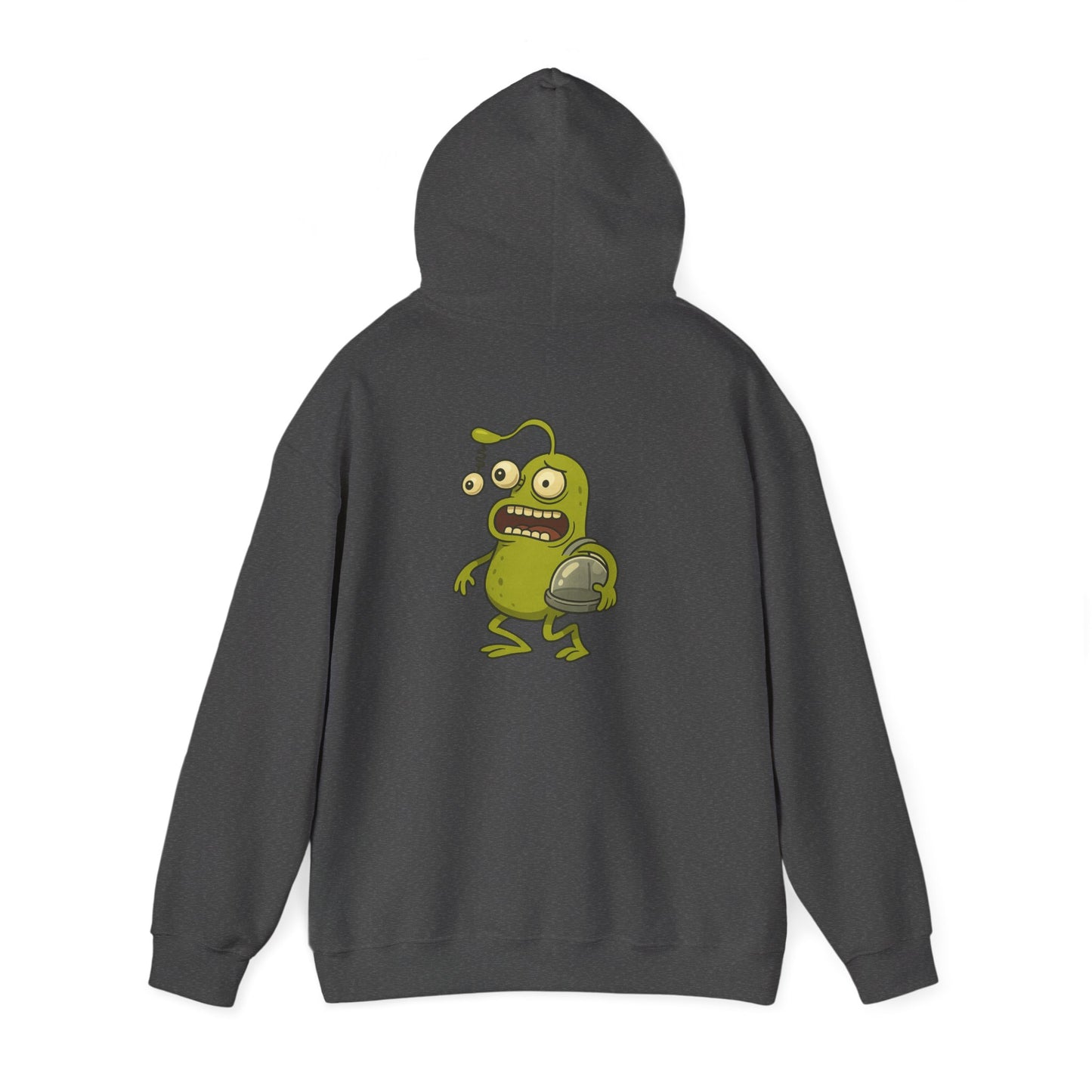Alien Monster Hoodie — Cute Green Space Creature Graphic Hooded Sweatshirt