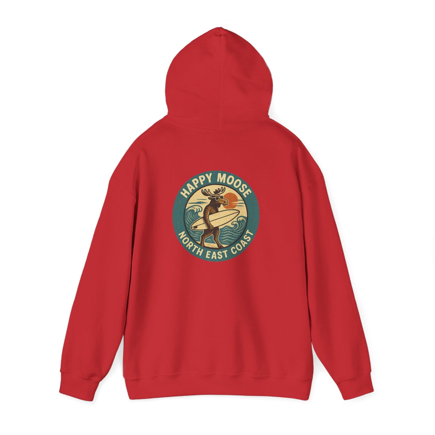 Moose Surf Hoodie – "Happy Moose North East Coast" Retro Surf Graphic