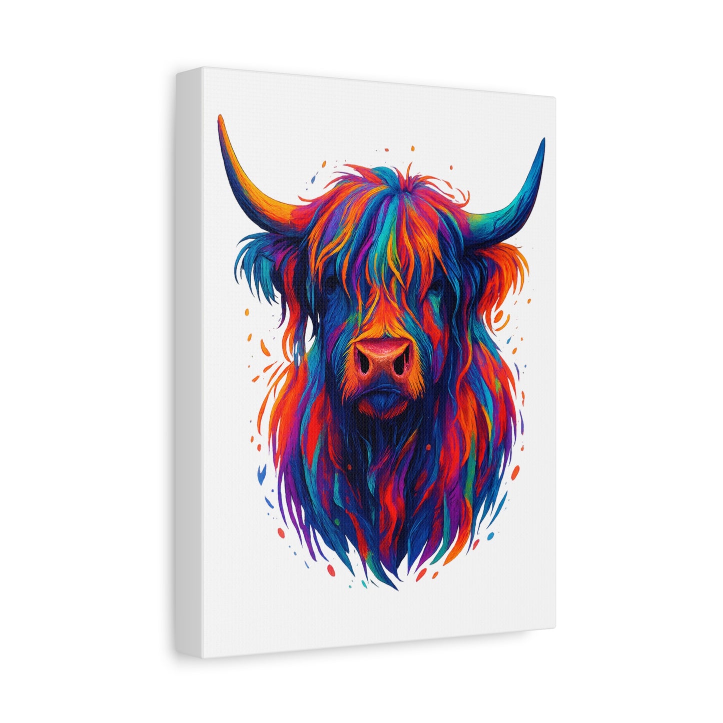 Colorful Highland Cow Canvas Print — Vibrant Animal Wall Art