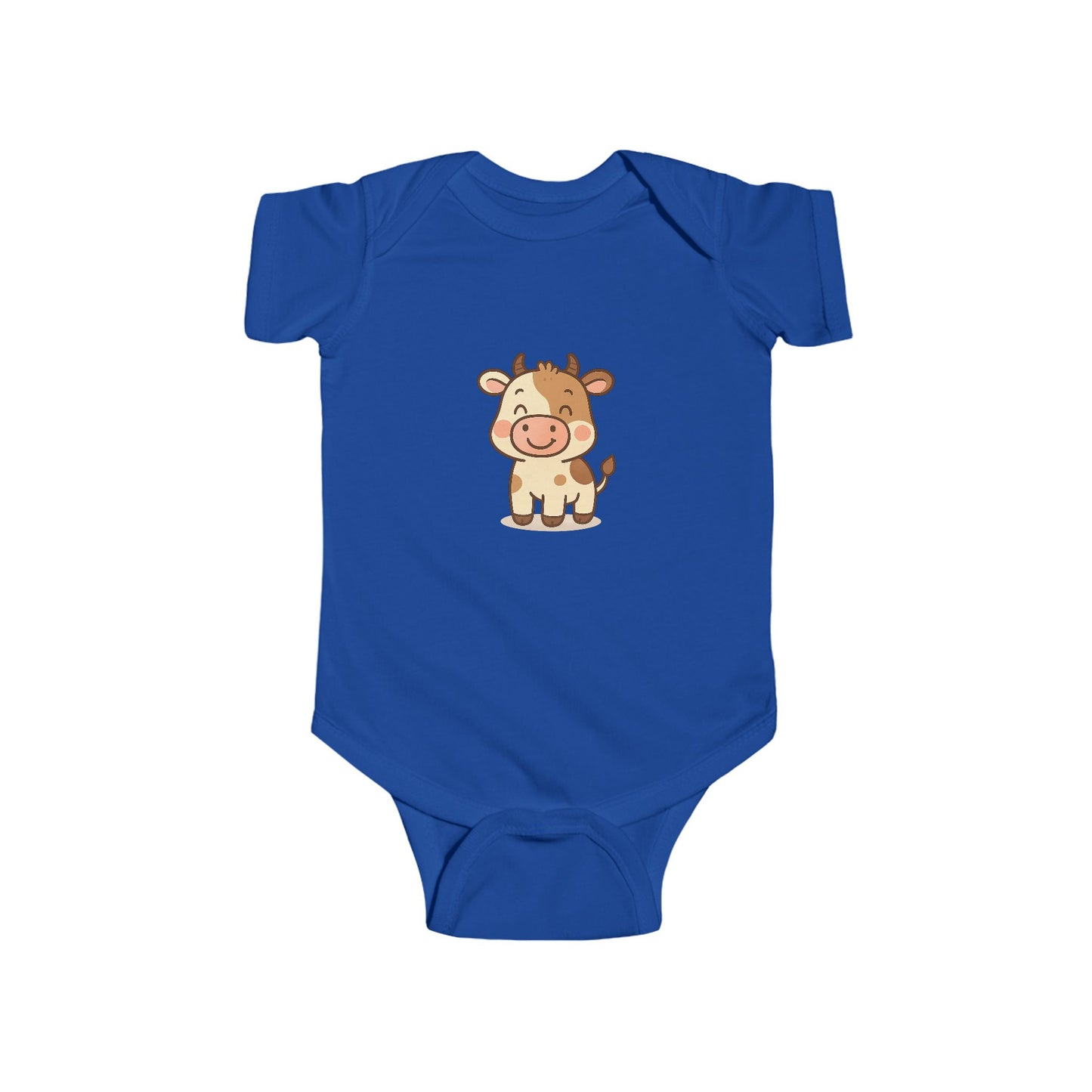 Cute Cartoon Cow Baby Bodysuit — Infant Onesie with Adorable Cow Graphic