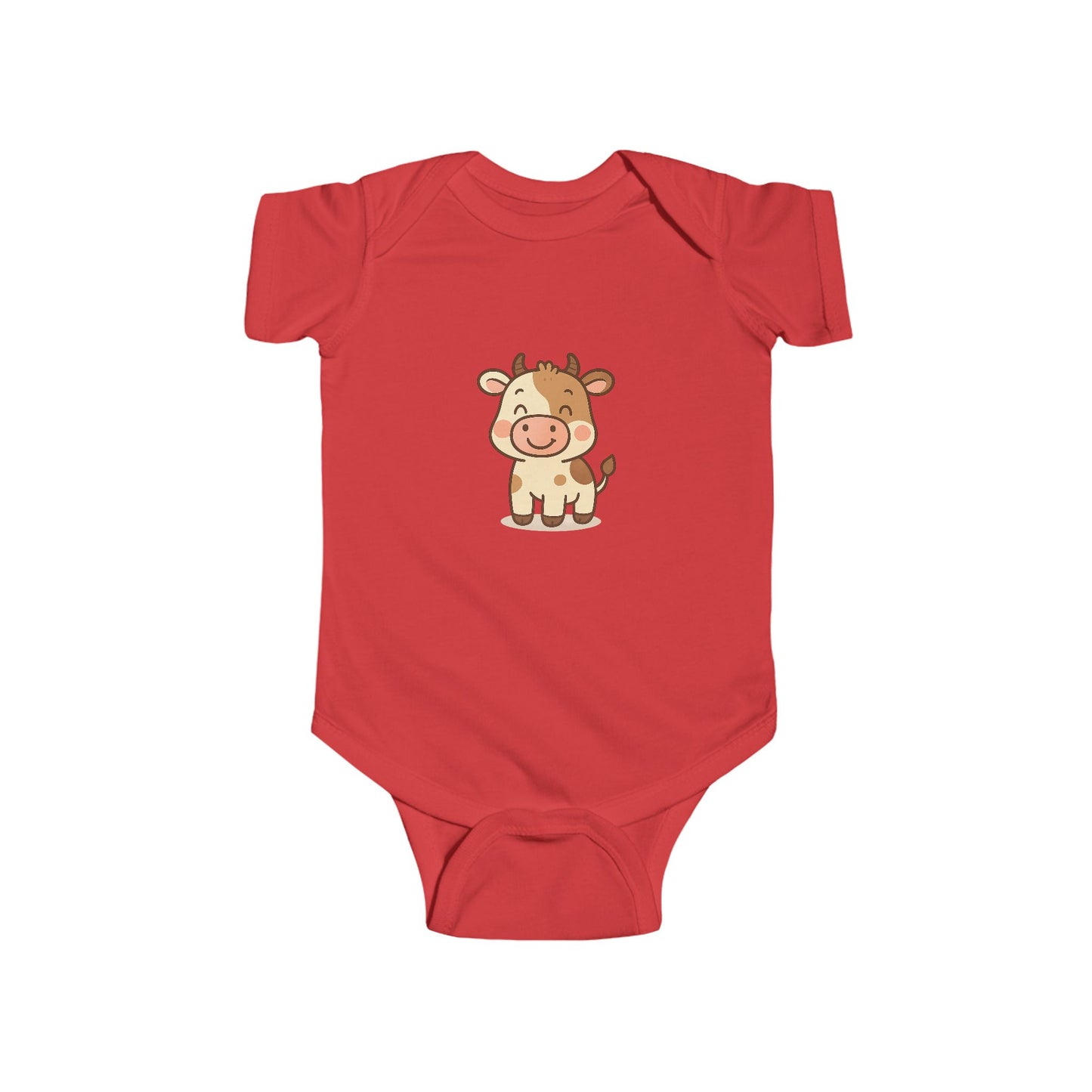 Cute Cartoon Cow Baby Bodysuit — Infant Onesie with Adorable Cow Graphic
