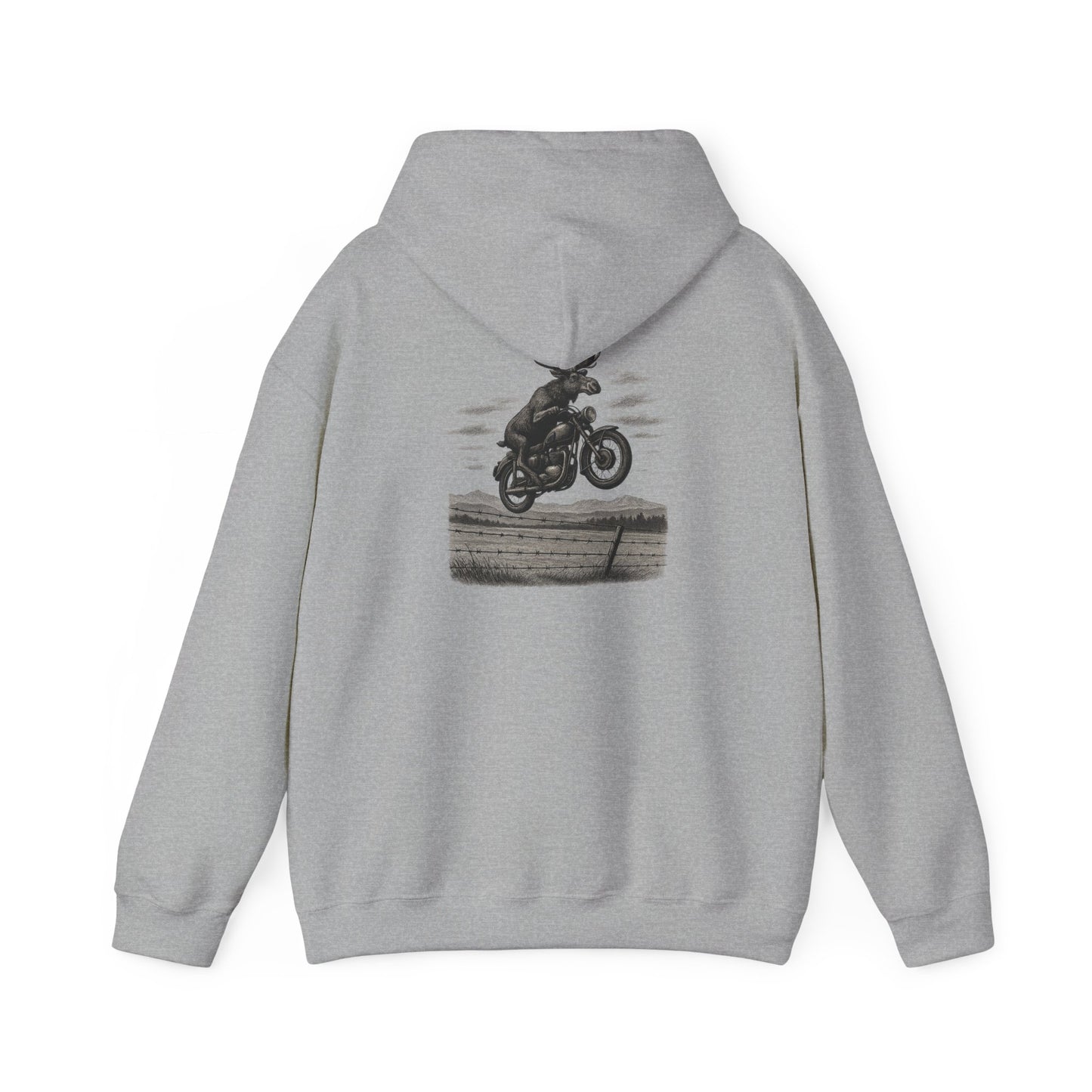 Great Moose Escape Hoodie - Vintage Biker Graphic Sweatshirt