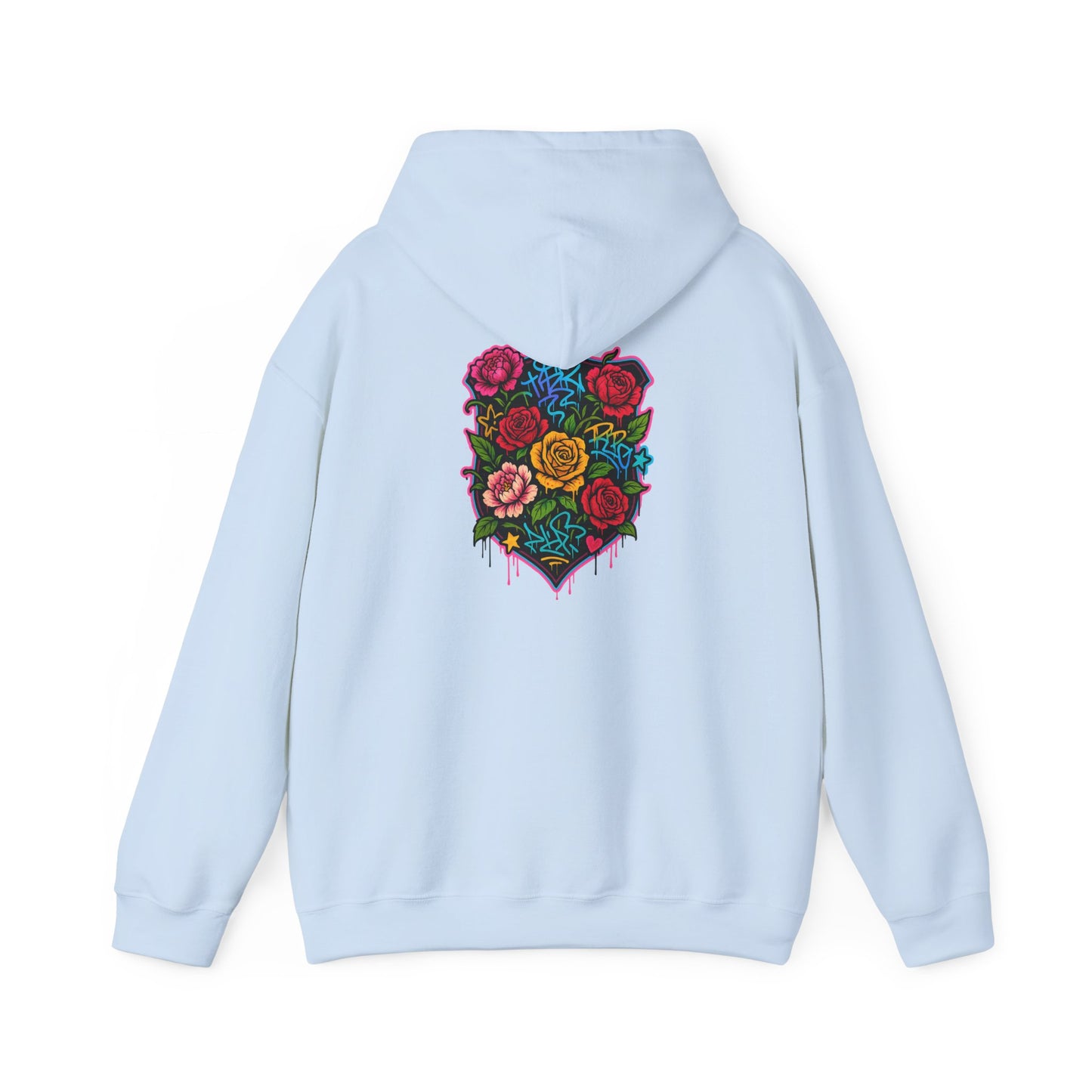 Floral Crest Hoodie – Colorful Roses Shield Graphic Hooded Sweatshirt