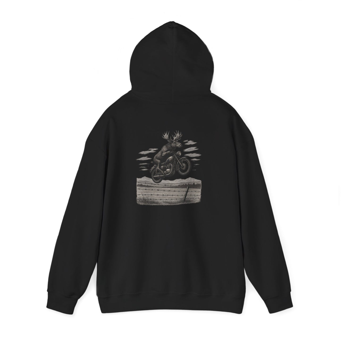 Great Moose Escape Hoodie - Vintage Biker Graphic Sweatshirt