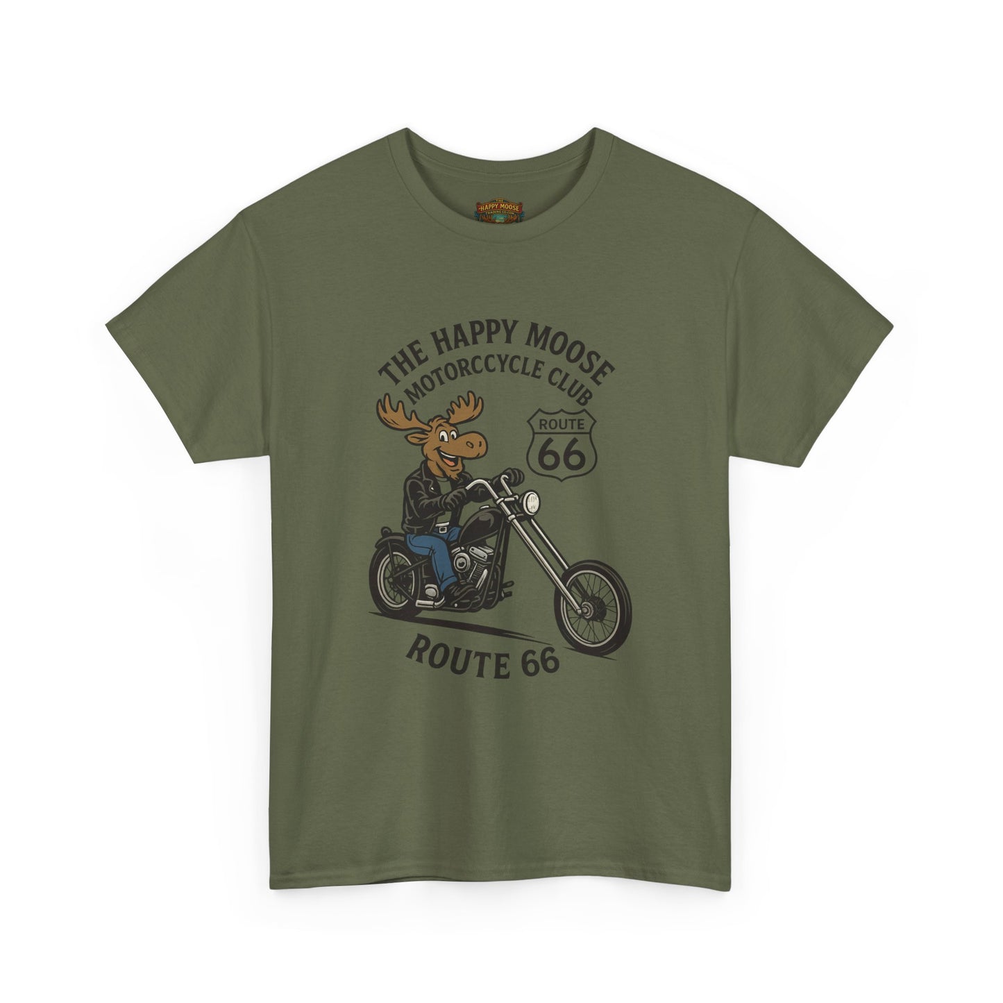 Happy Moose Motorcycle Club Route 66 T-Shirt | Moose Biker Tee