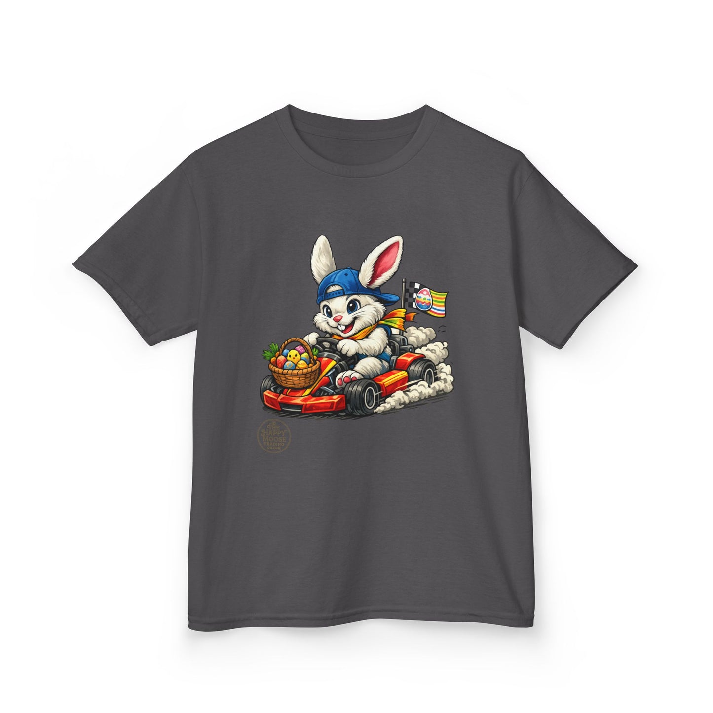 Kids Bunny Go-Kart Tee – Easter Bunny Racing with Candy Basket