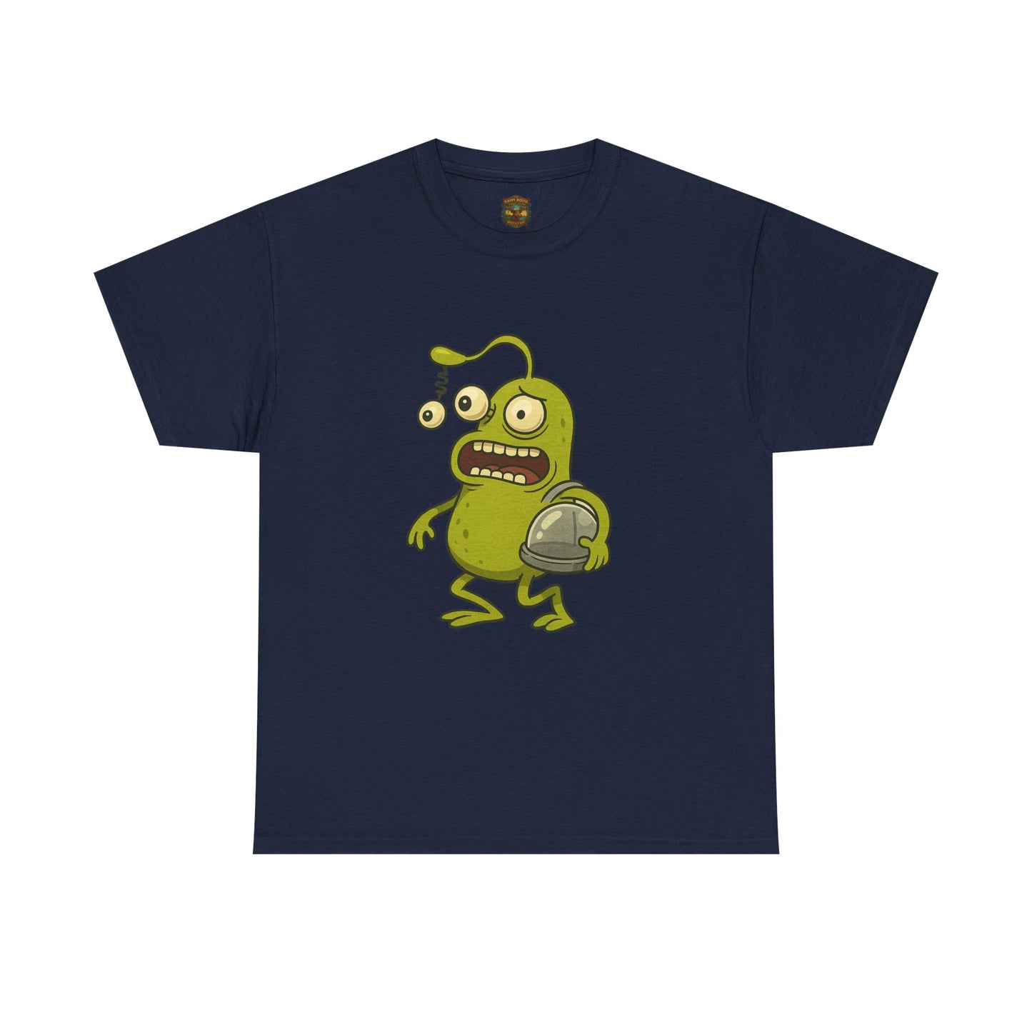 Green Alien Cartoon Tee | Funny Space Monster Illustration B