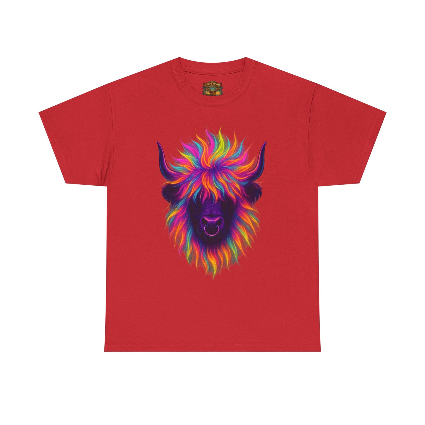 Colorful Highland Cow T-Shirt — Vibrant Rainbow Yak Graphic Tee