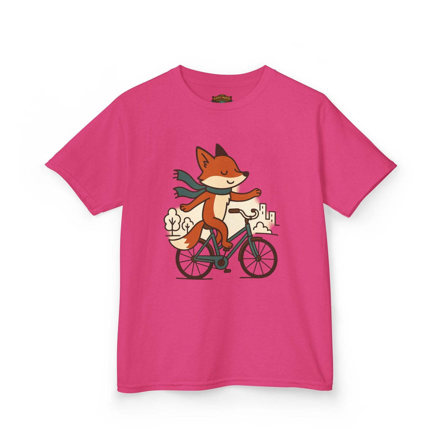 Kids Fox Bike T‑Shirt — Cute Riding Fox Illustration Tee