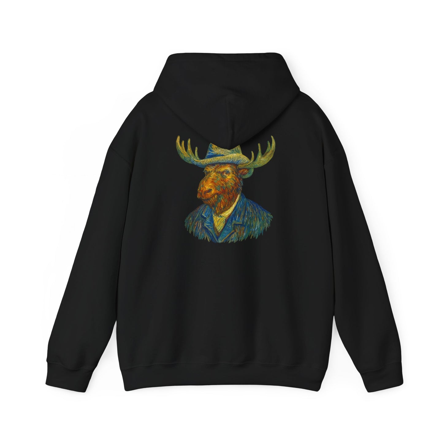 Van Gogh Moose Portrait Hoodie — Artistic Antlered Van Gogh Pullover