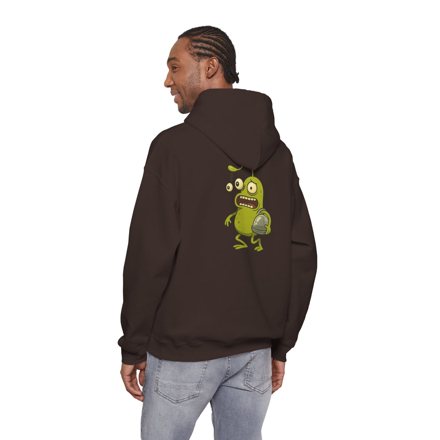 Alien Monster Hoodie — Cute Green Space Creature Graphic Hooded Sweatshirt