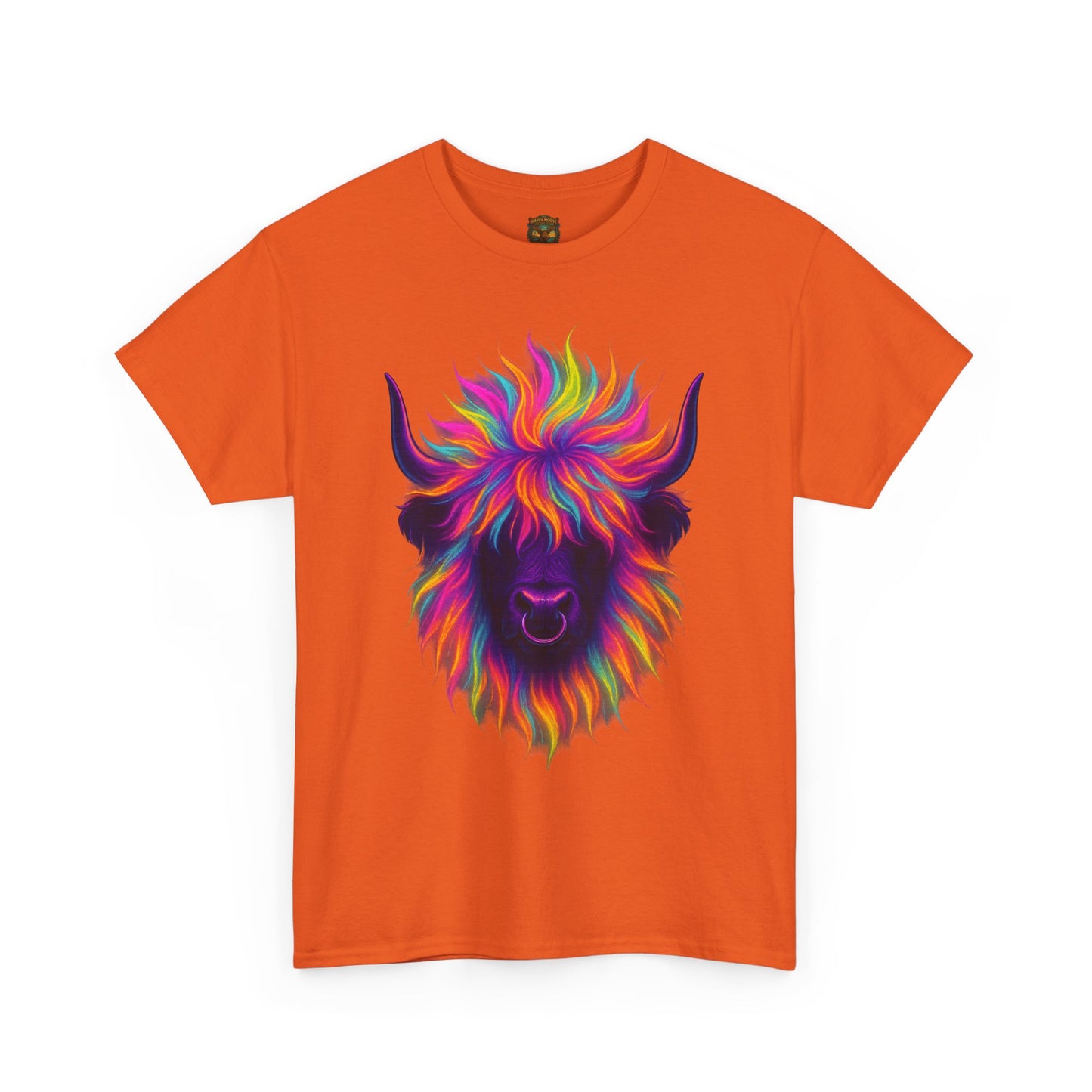 Colorful Highland Cow T-Shirt — Vibrant Rainbow Yak Graphic Tee