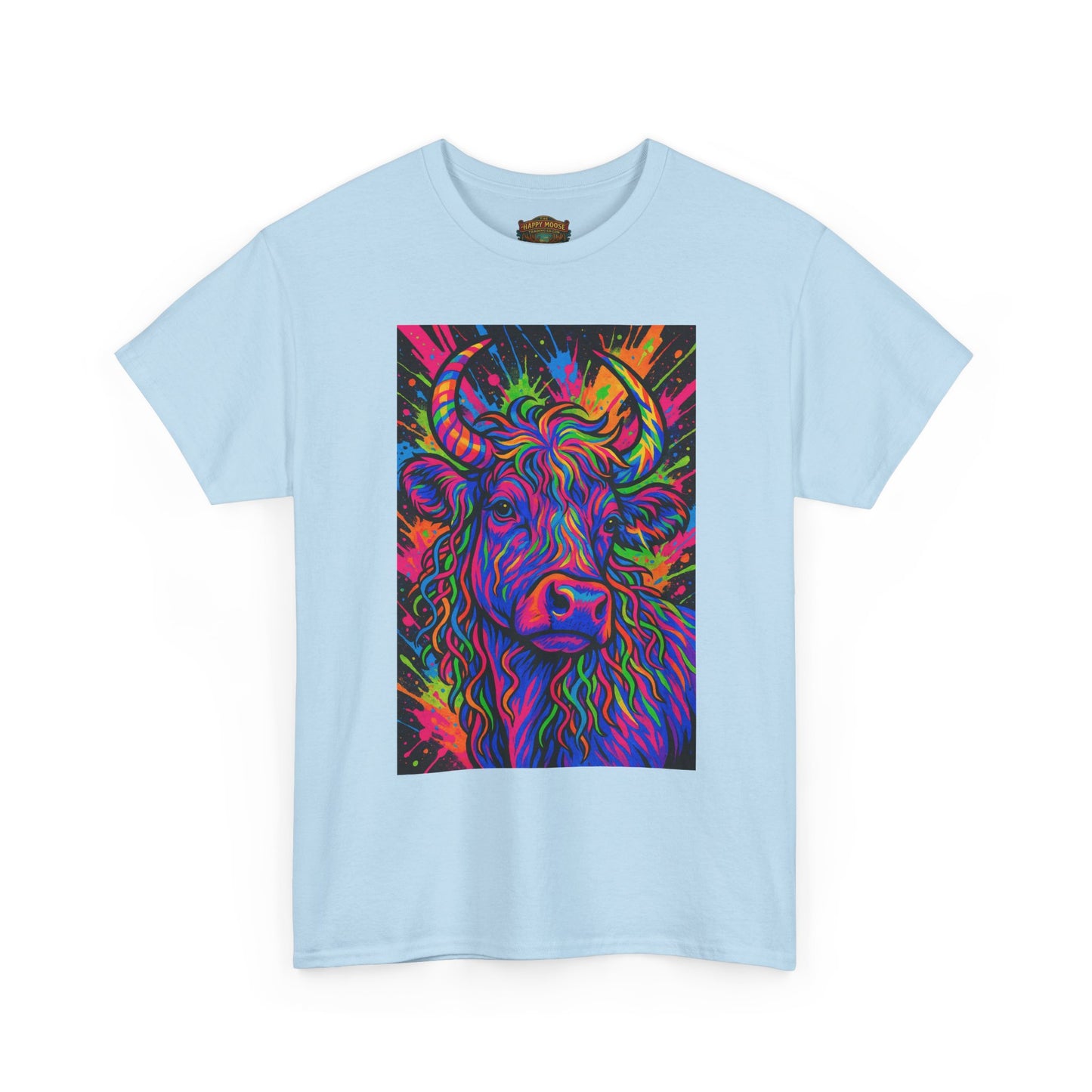 Psycadelic Highland Cow T-Shirt | Retro Rainbow Cow Art 1
