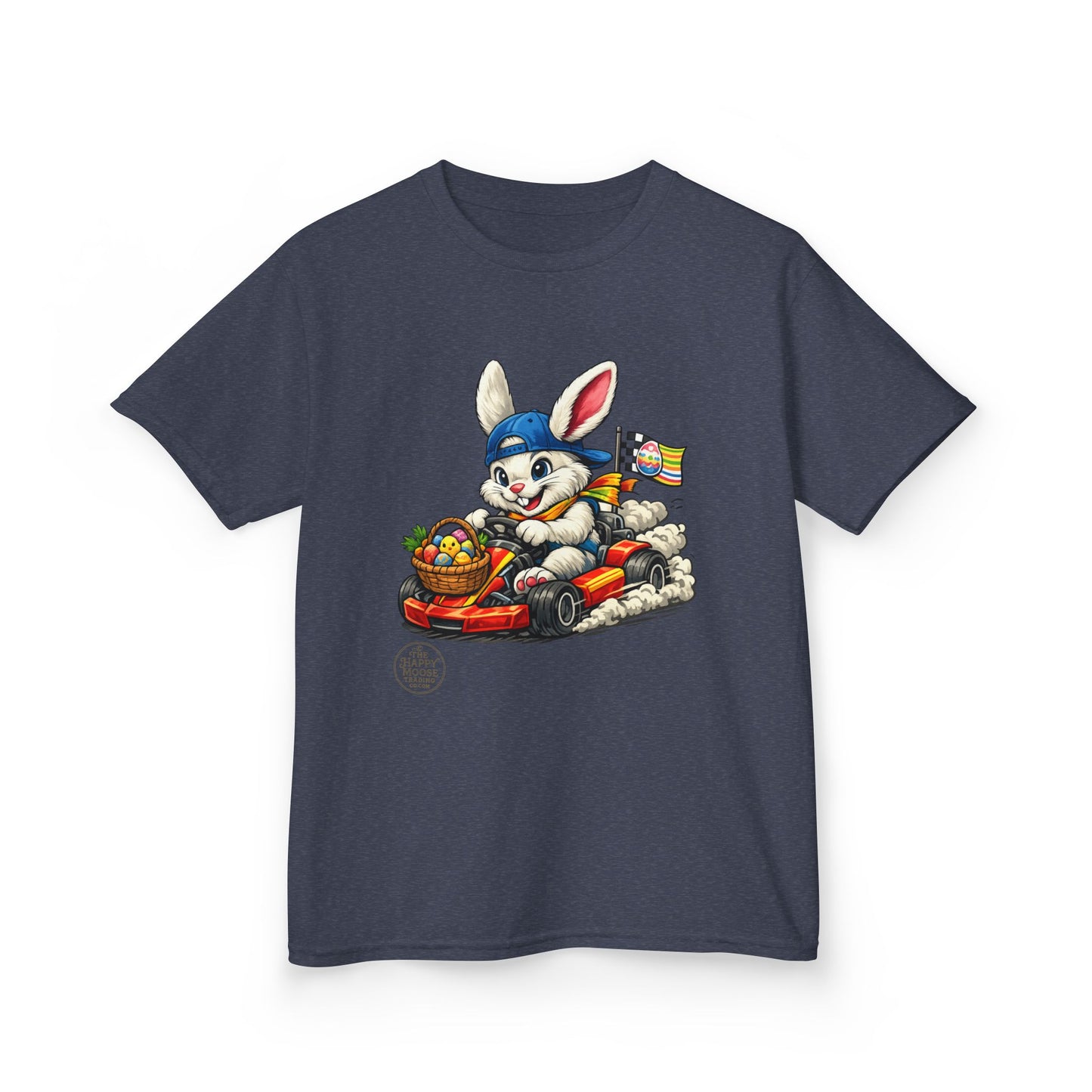 Kids Bunny Go-Kart Tee – Easter Bunny Racing with Candy Basket
