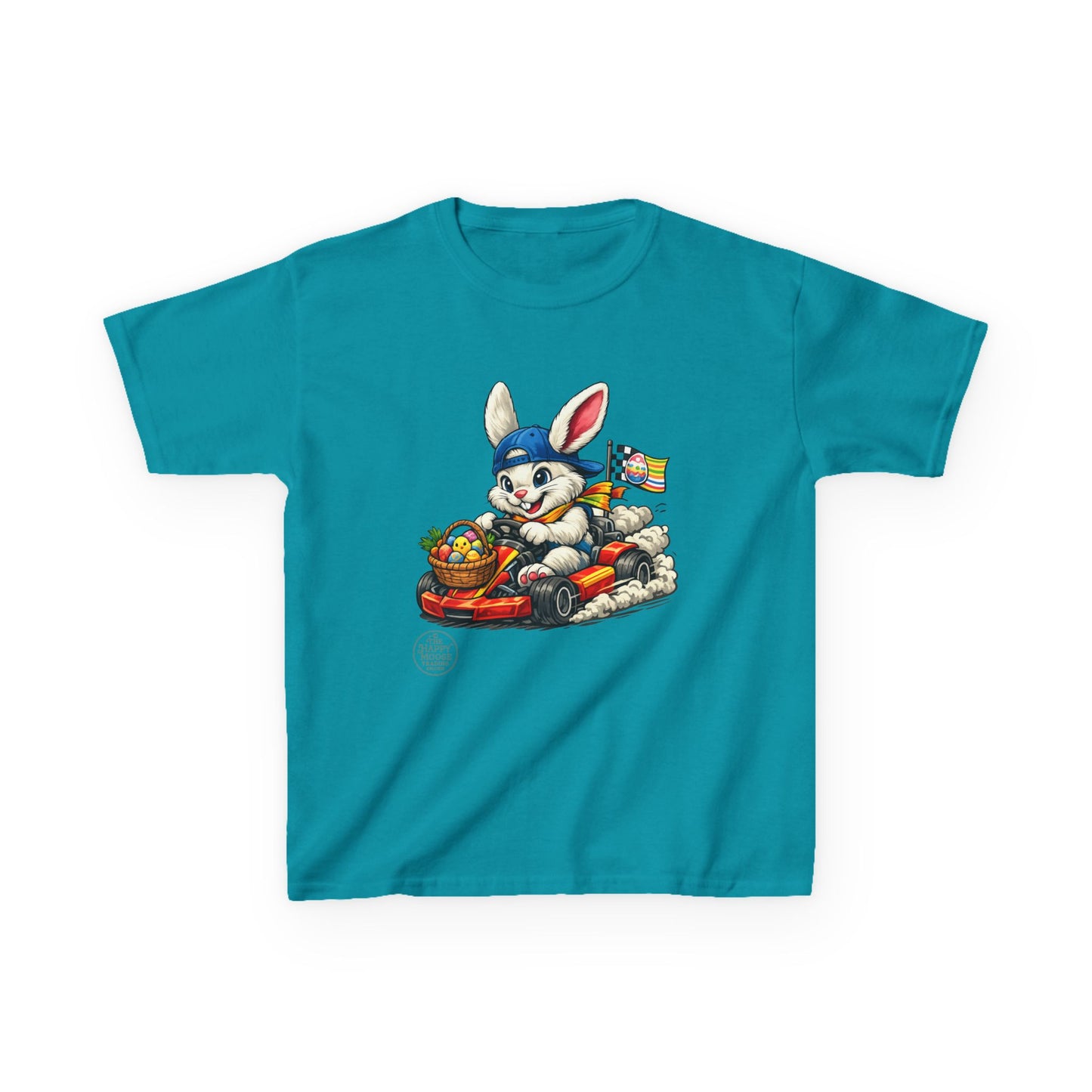 Kids Bunny Go-Kart Tee – Easter Bunny Racing with Candy Basket
