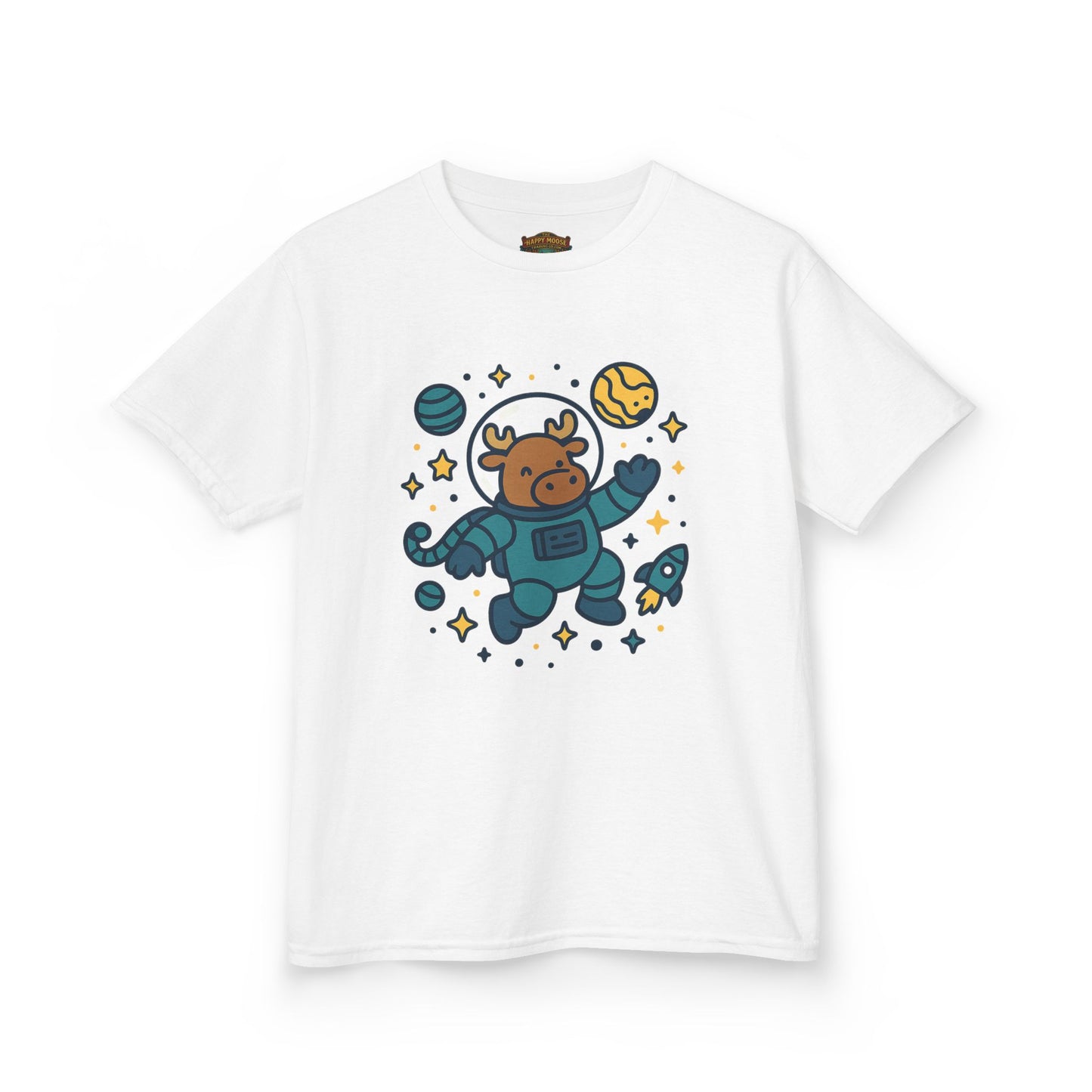 Kids Tee — Cute Astronaut Moose Space Shirt for Children