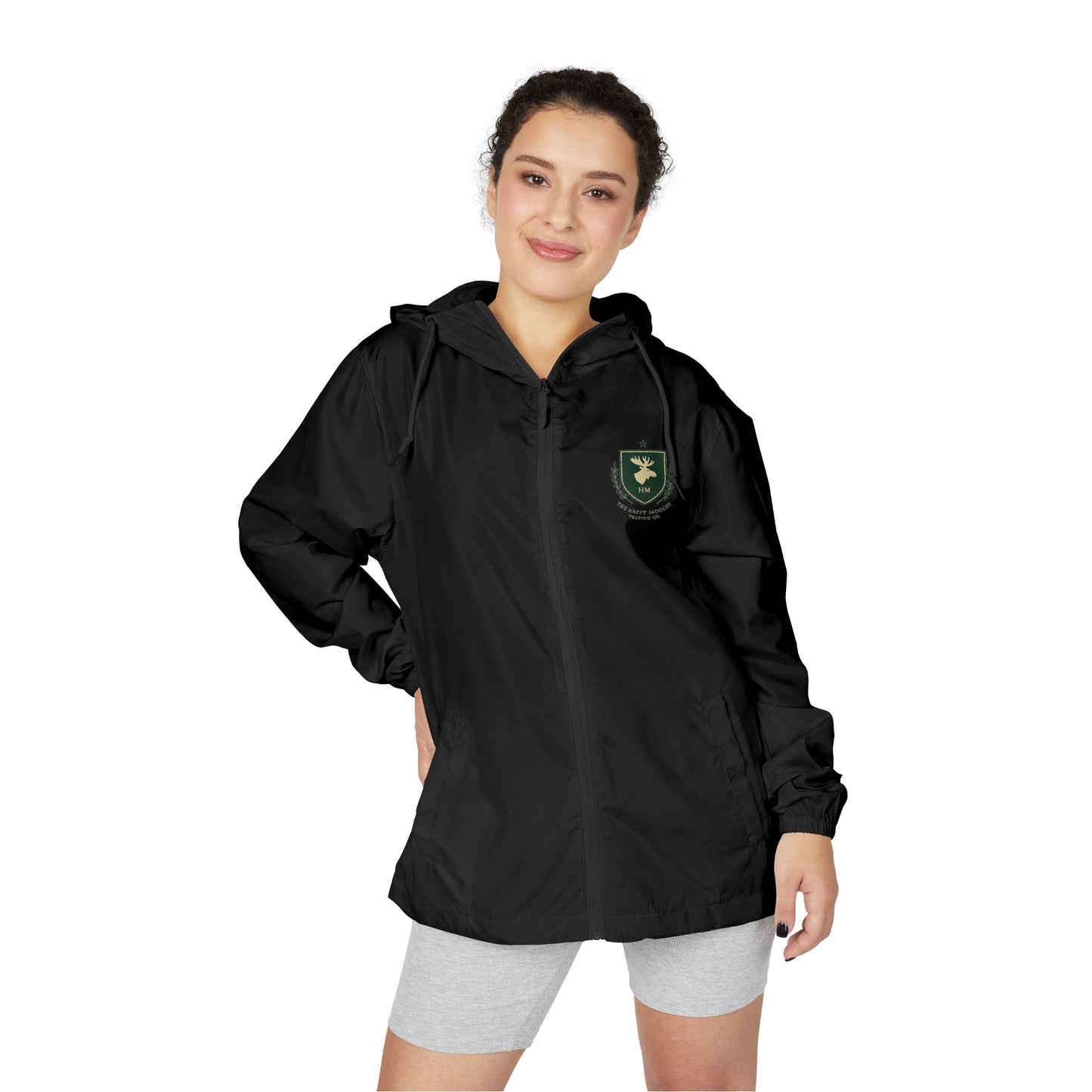 Windbreaker Jacket — Green Crest Emblem Hooded Windbreaker