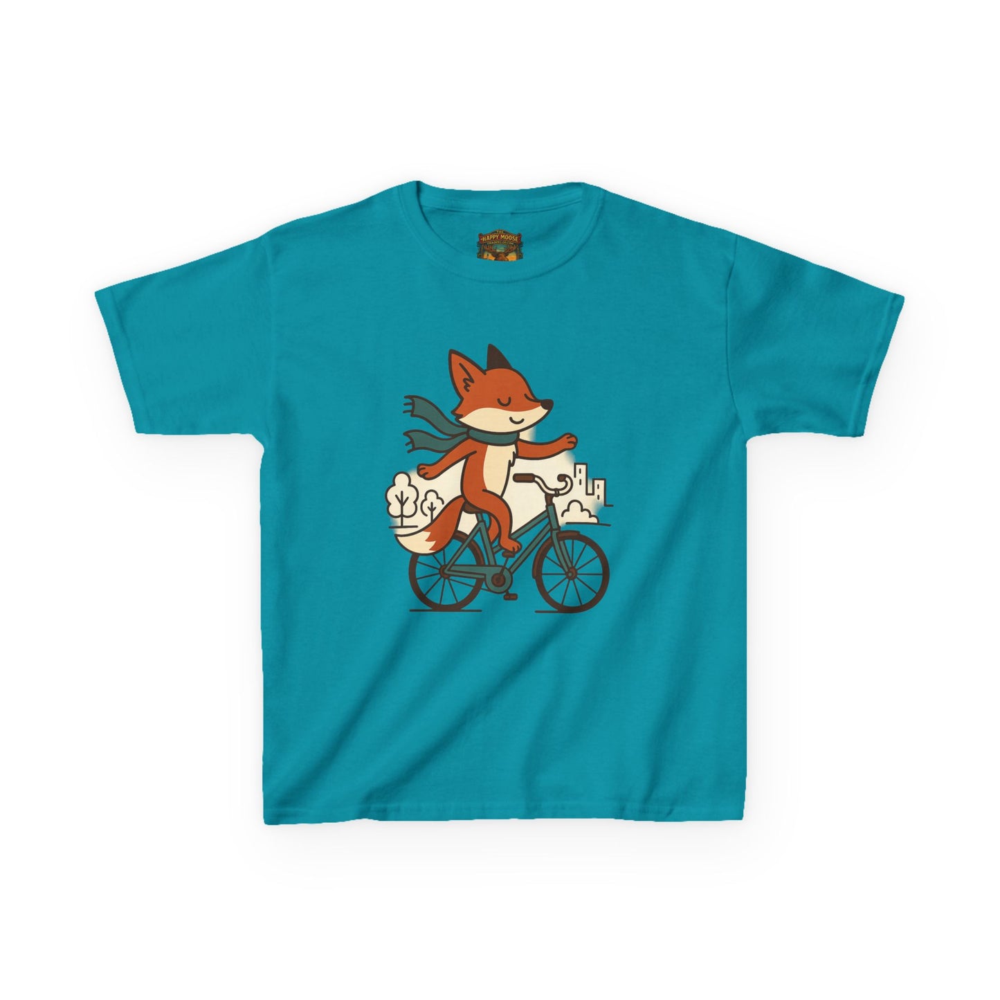 Kids Fox Bike T‑Shirt — Cute Riding Fox Illustration Tee
